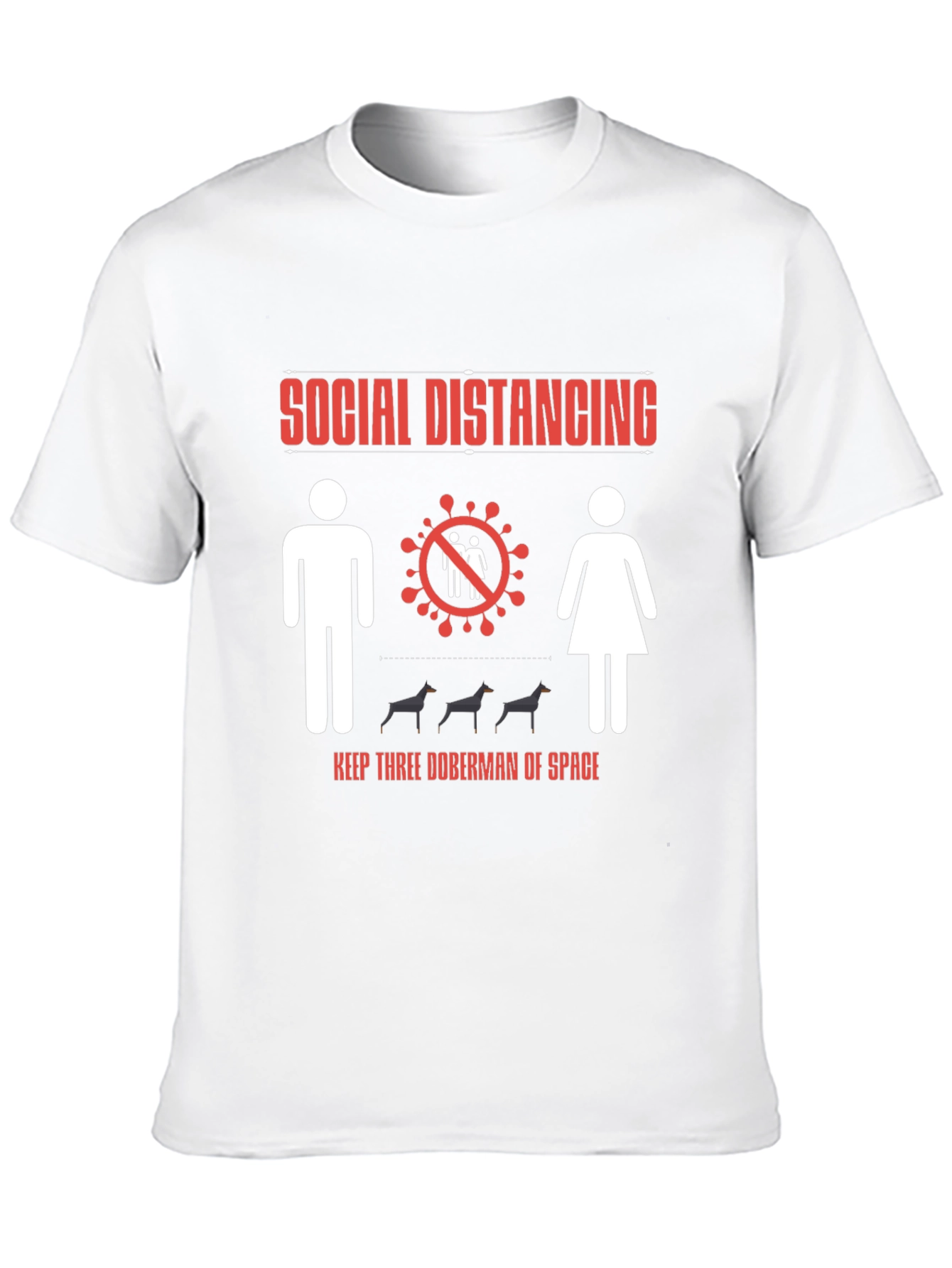 Black Social Distancing Doberman T-Shirt view 10