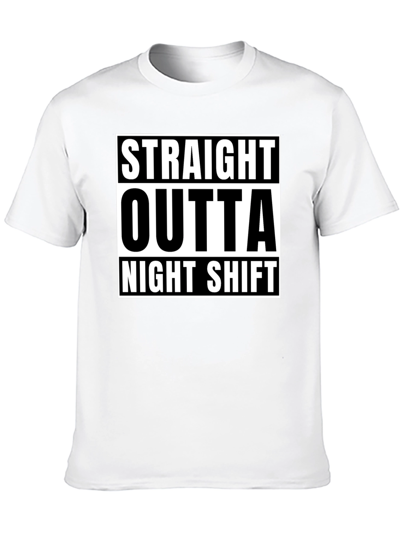 Black Straight Outta Night Shift Black Graphic T-Shirt view 10