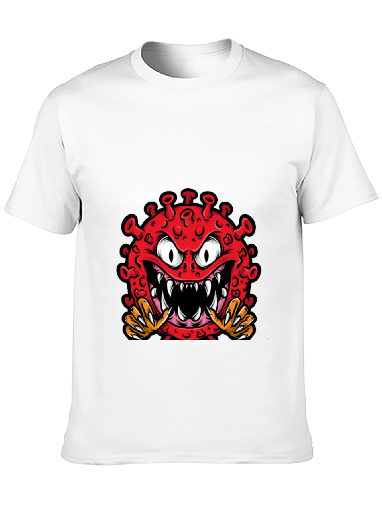 Black Cartoon Virus Graphic Tee - Novelty T-Shirt view 10