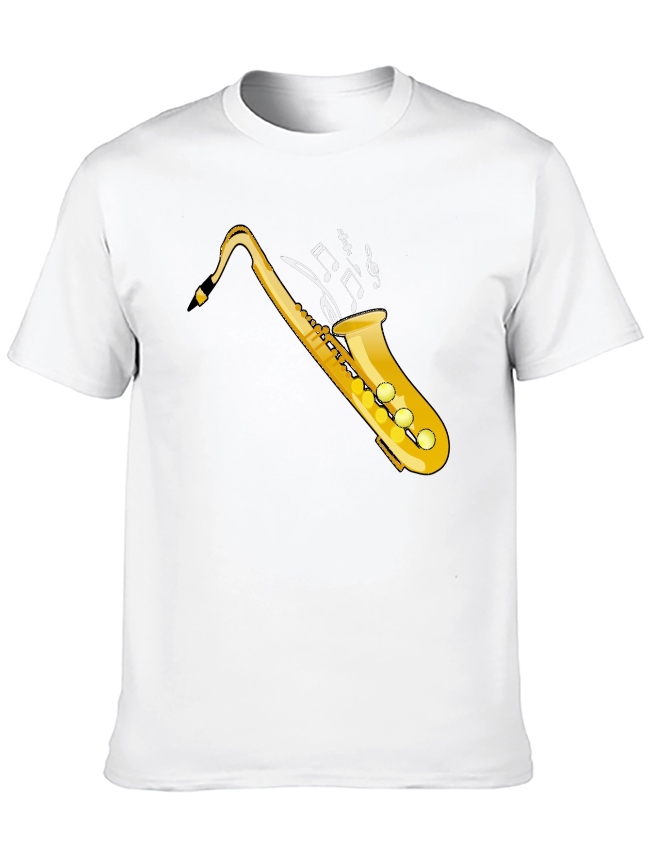 Black Saxophone Music Notes Graphic Tee view 10