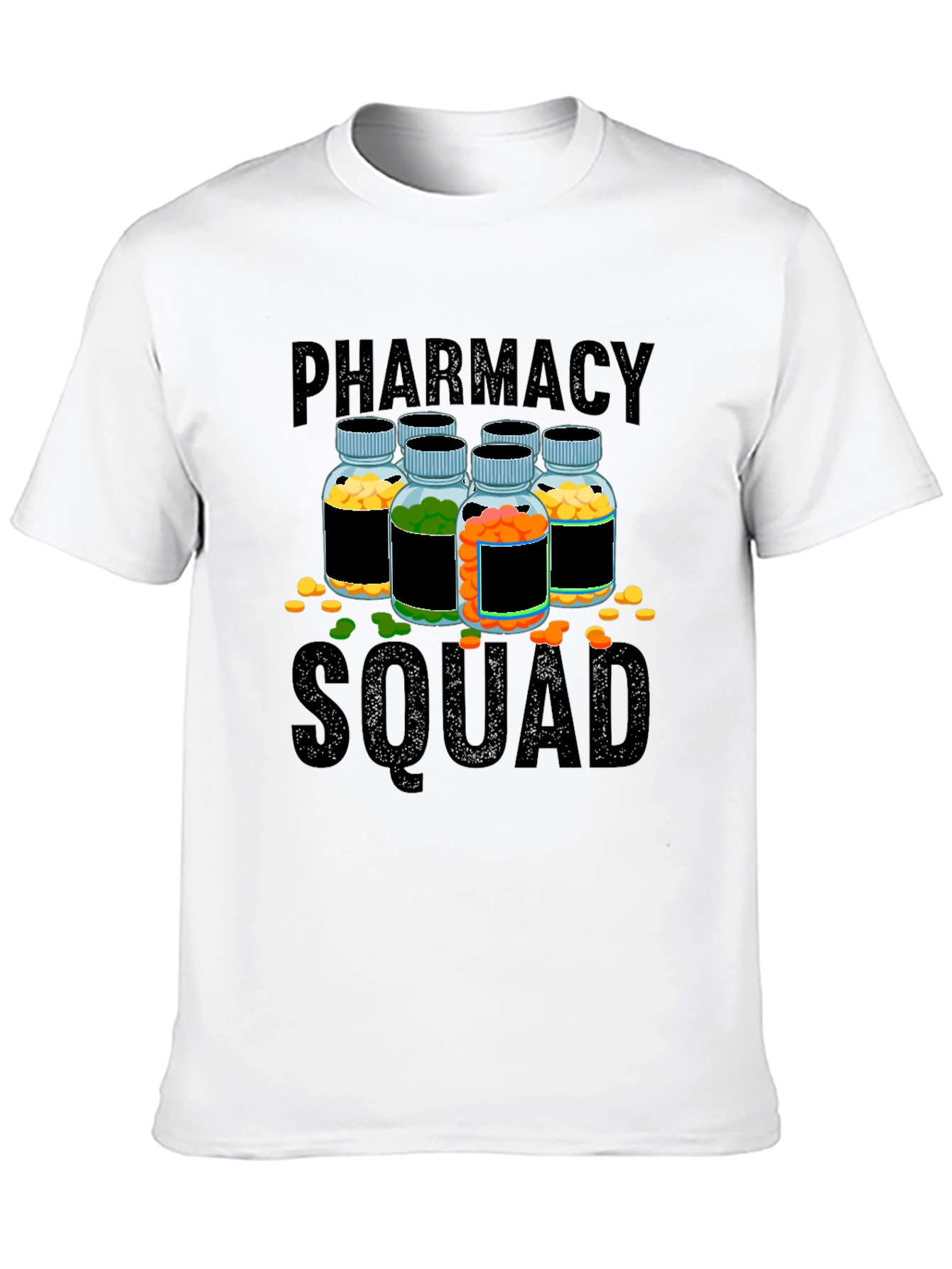Black Pharmacy Squad T-Shirt - Pill Bottles Design view 10