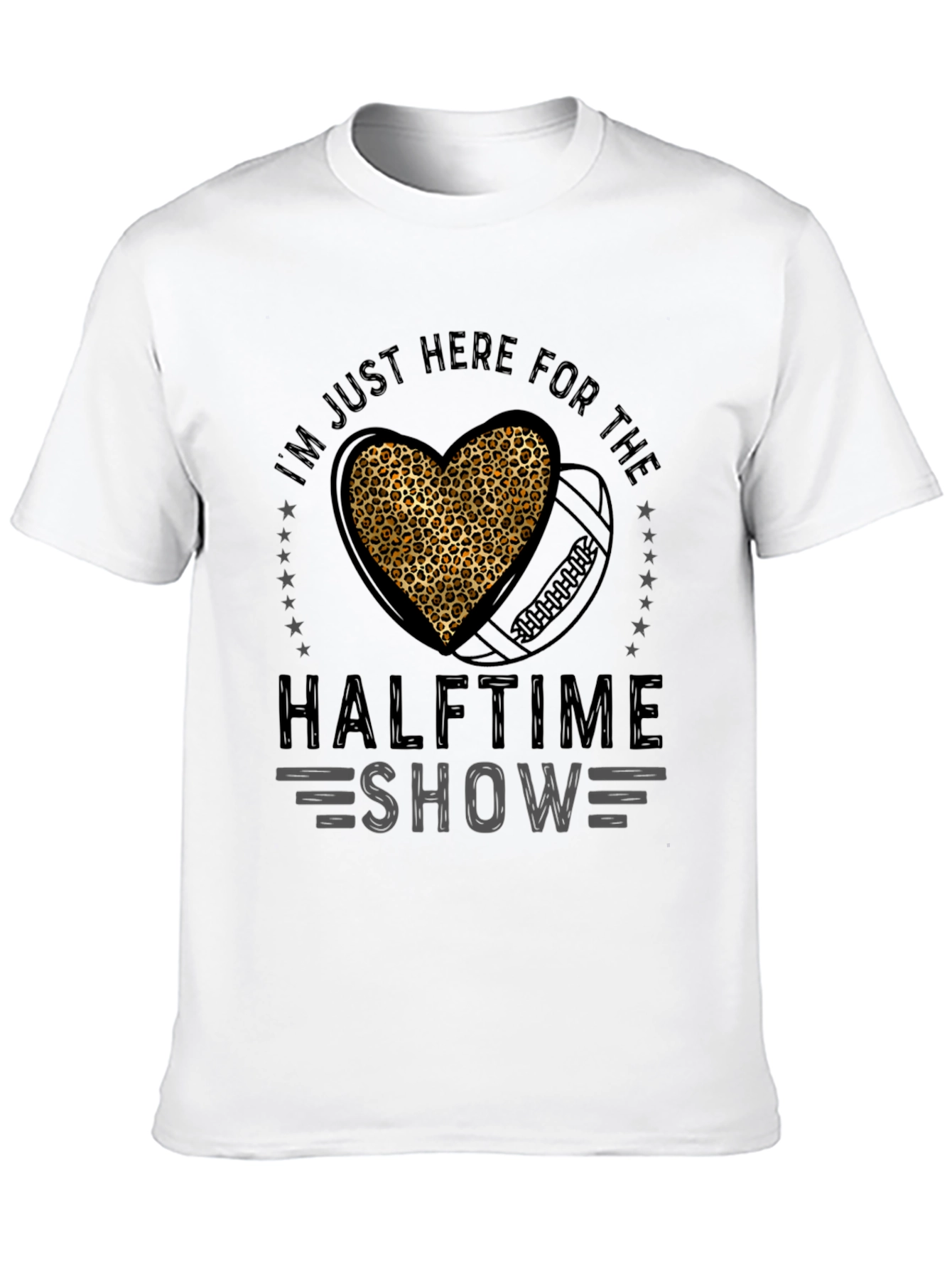 Black Halftime Show Leopard Heart Football T-Shirt view 10