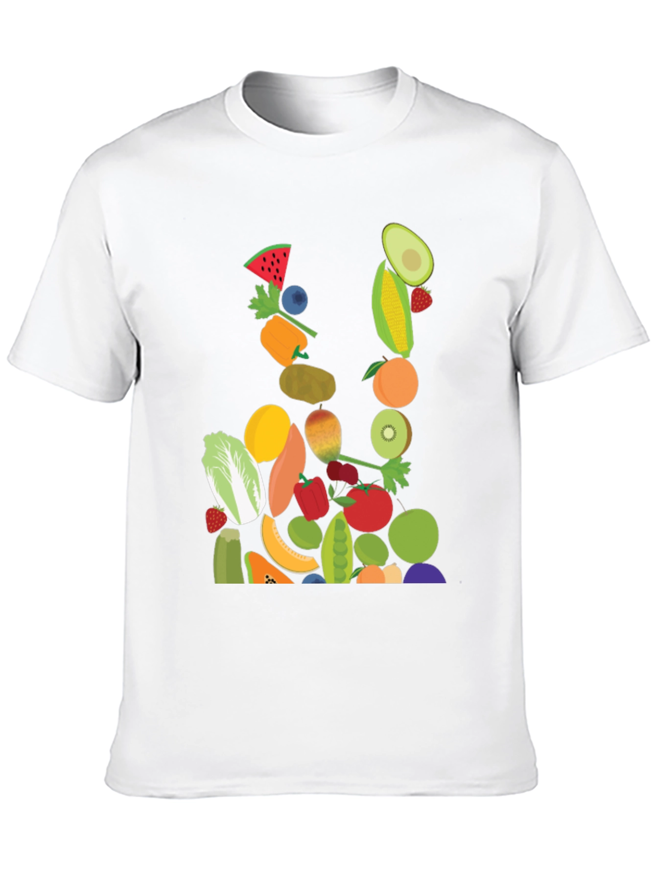 Fruit & Veggie Print Black T-Shirt - 10
