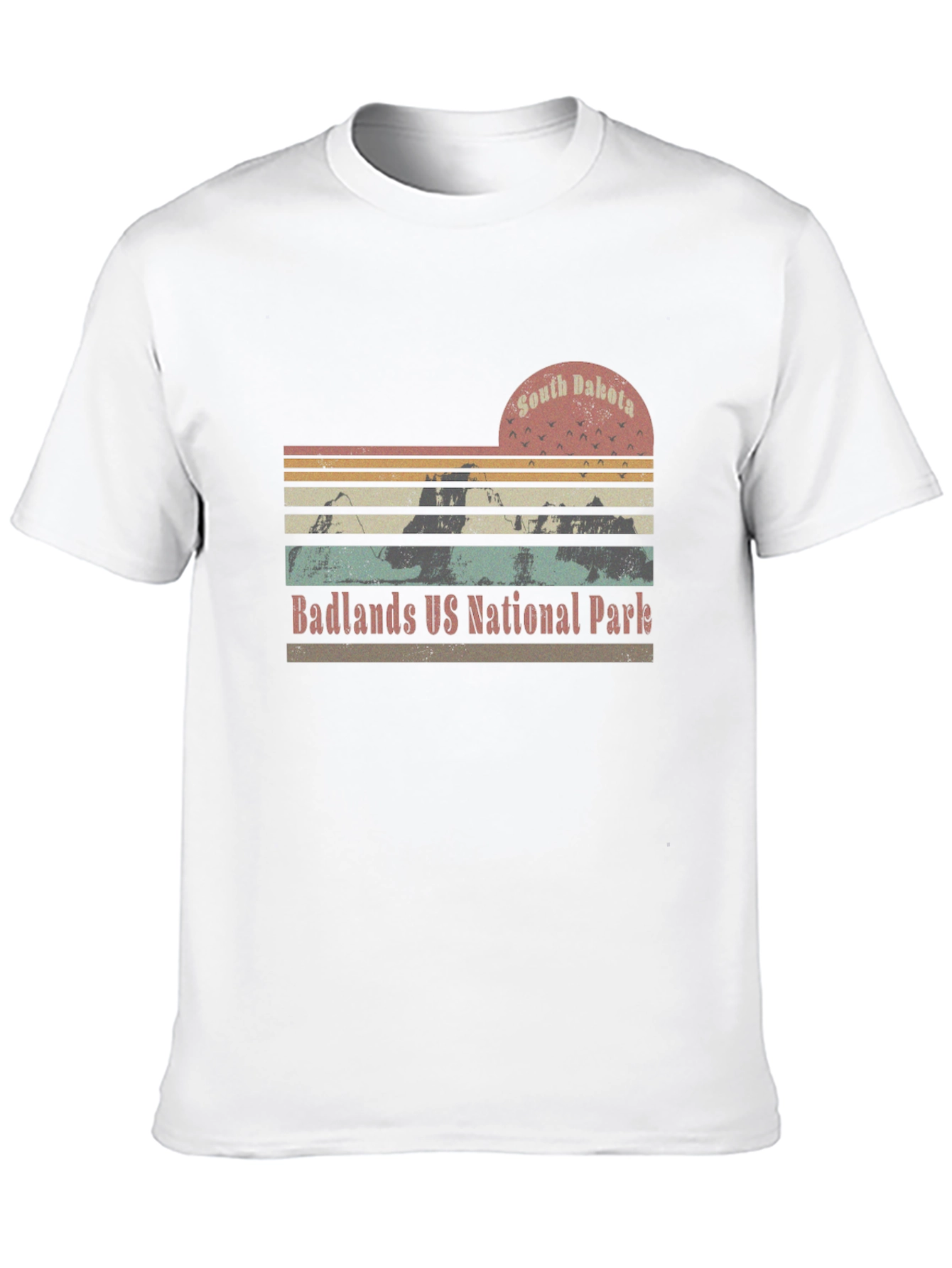 Black South Dakota Badlands National Park Retro T-Shirt view 10