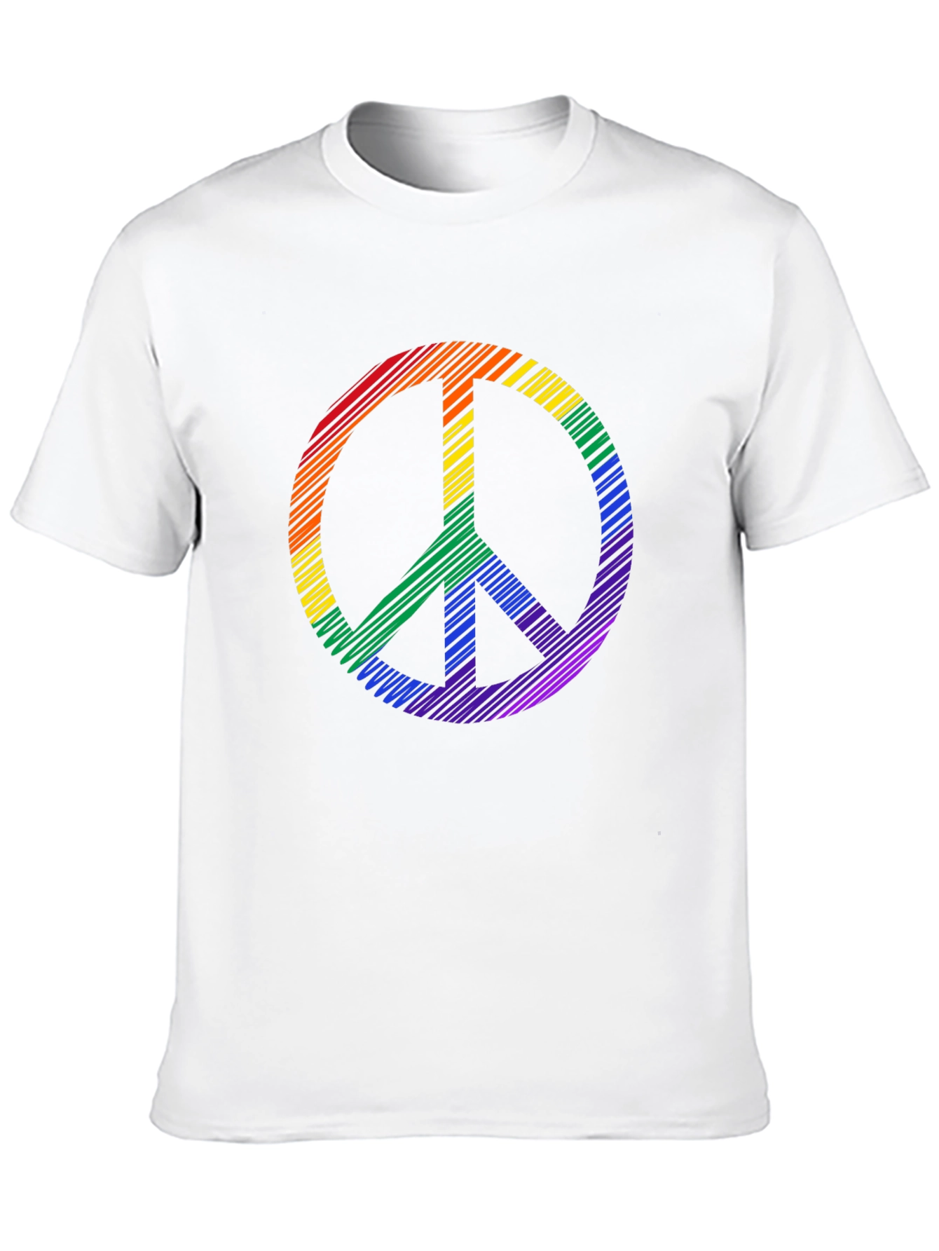 Black Rainbow Peace Sign Graphic Tee - Black Cotton Casual Shirt view 10