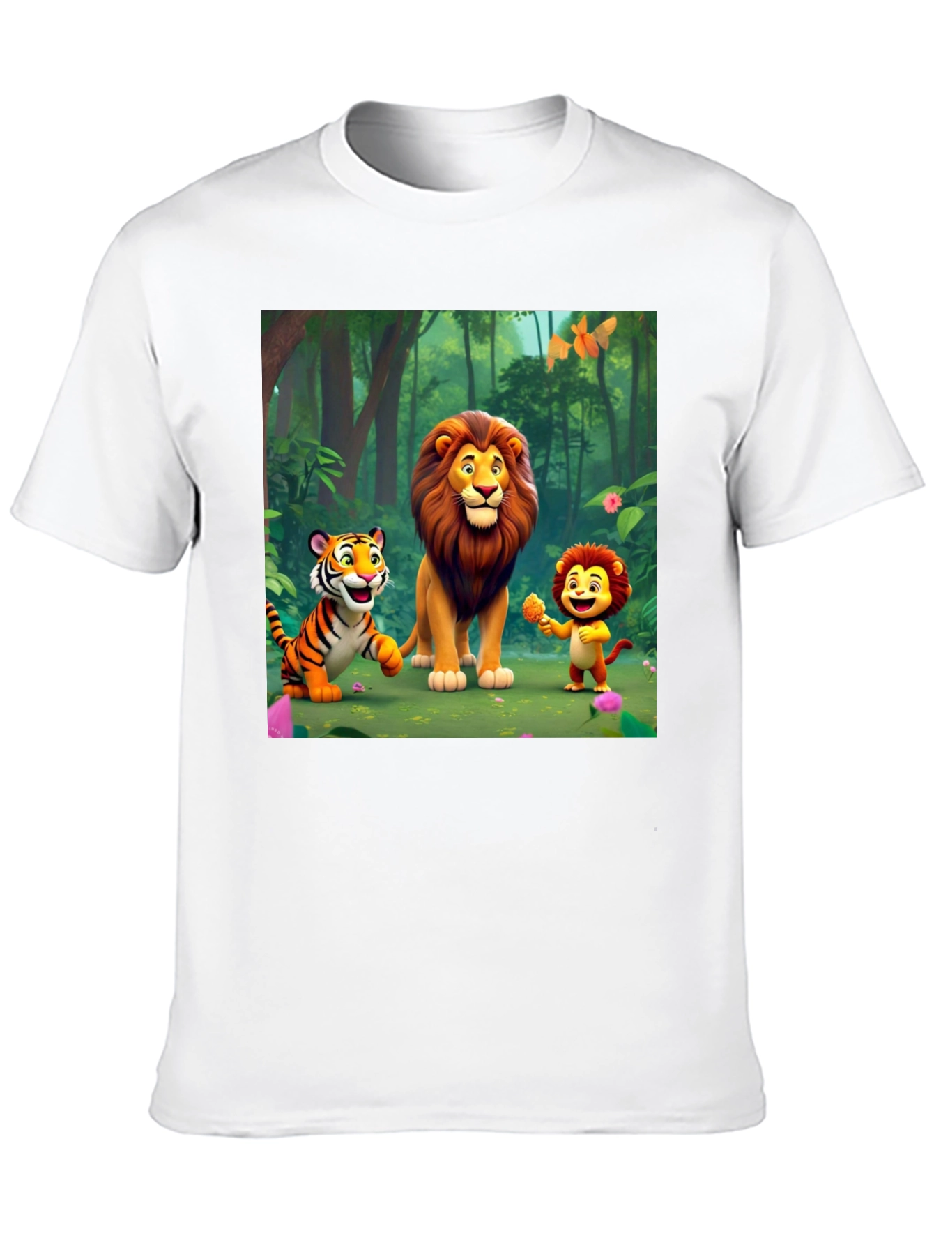 Black Cartoon Animal Print T-Shirt view 10