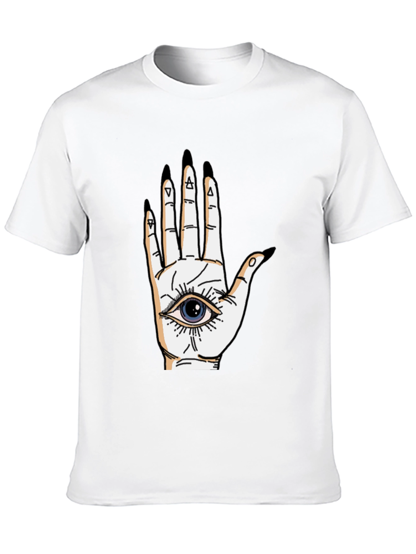 Black Eye-in-Hand Graphic Tee - All Seeing Black T-Shirt view 10