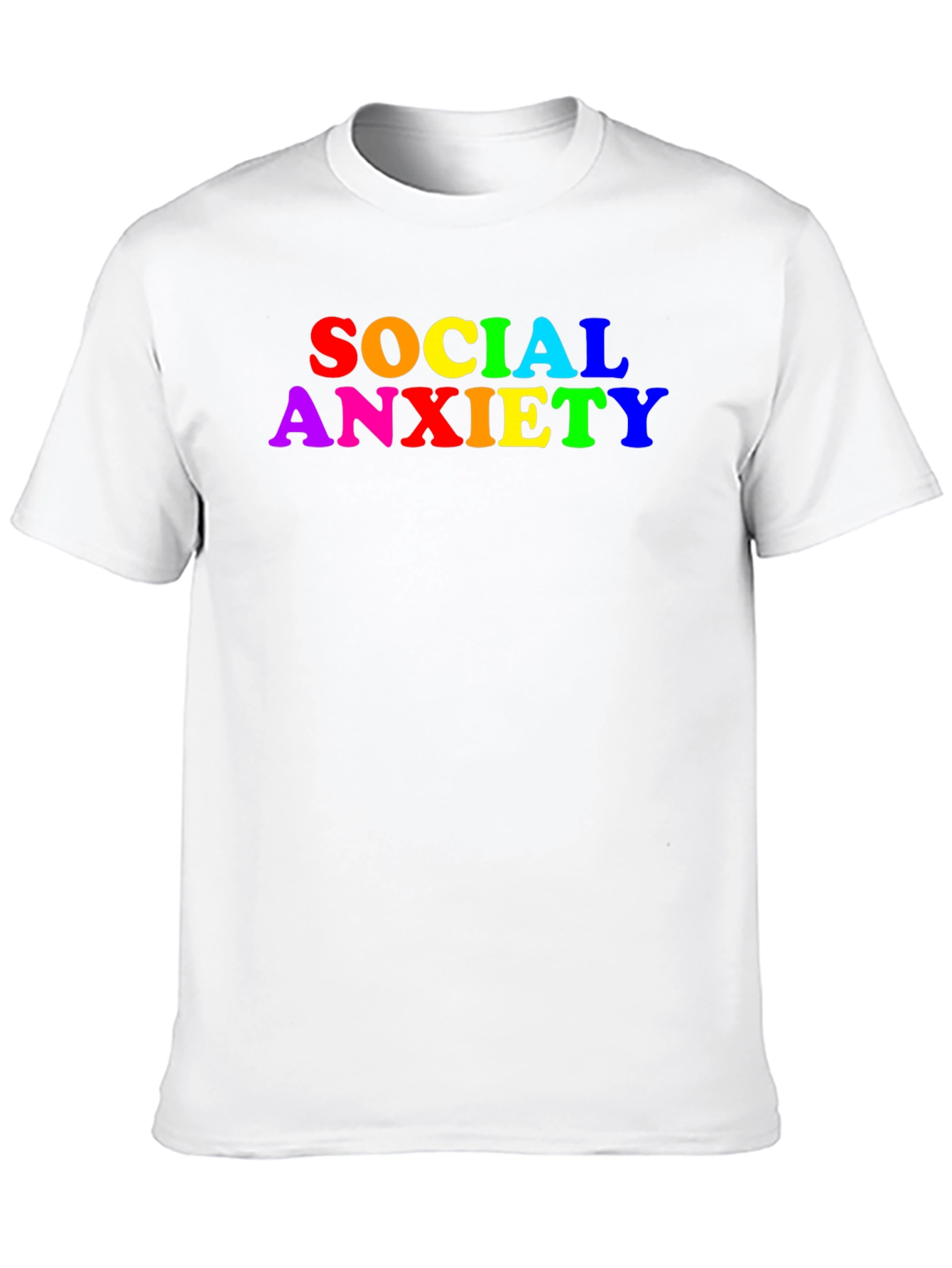 Black Social Anxiety Rainbow Text Black T-Shirt view 10