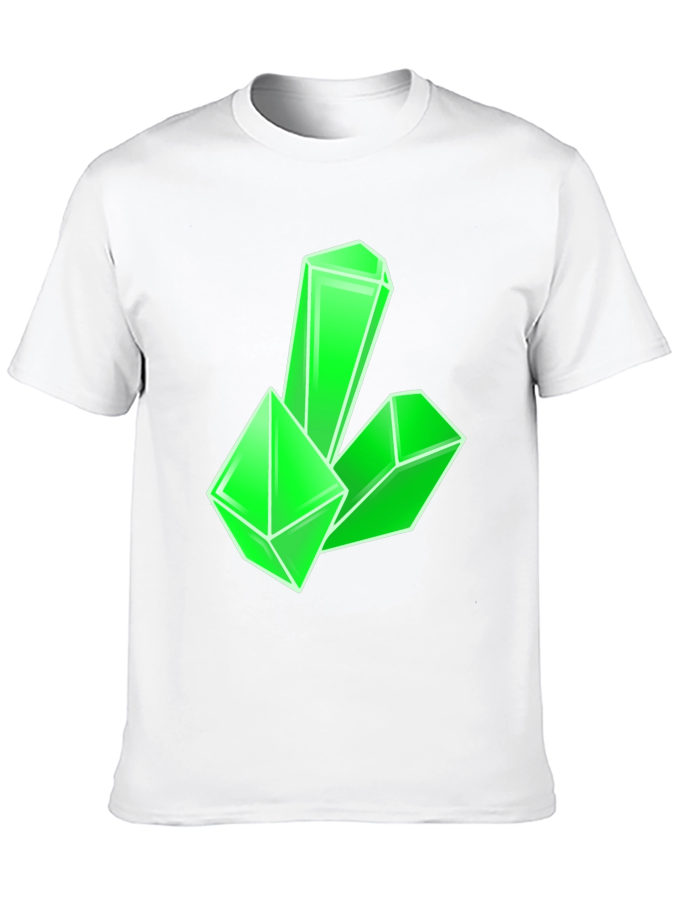 Black Geometric Green Crystal Graphic Tee - Modern Style view 10