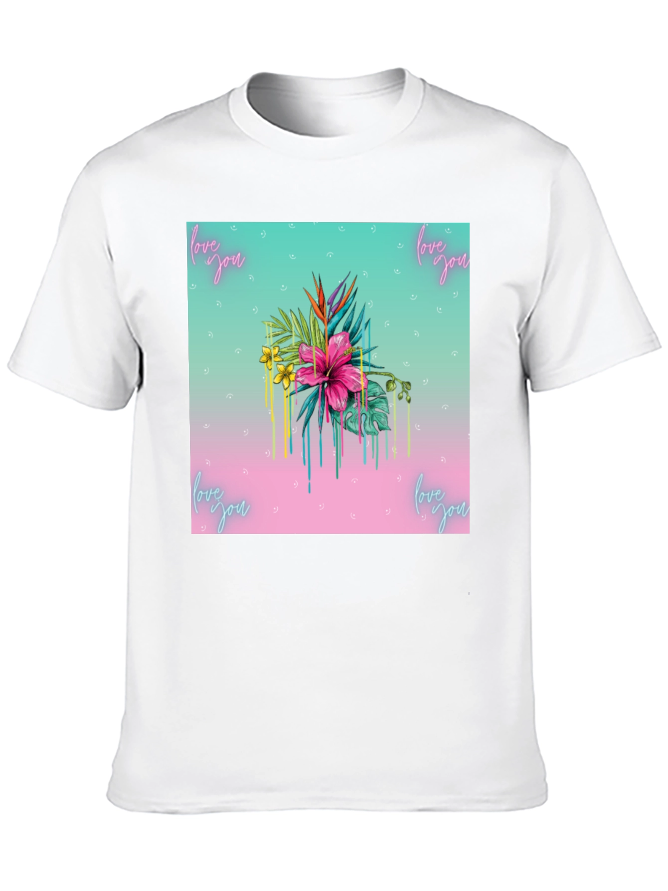 Black Floral "Love You" Graphic Black T-Shirt view 10