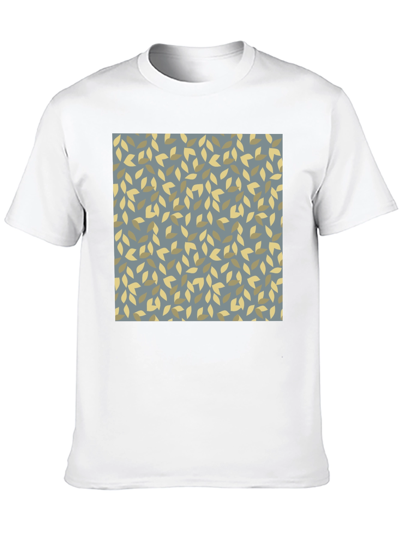 Black Leaf Pattern Black Tee - Modern Casual Style view 10
