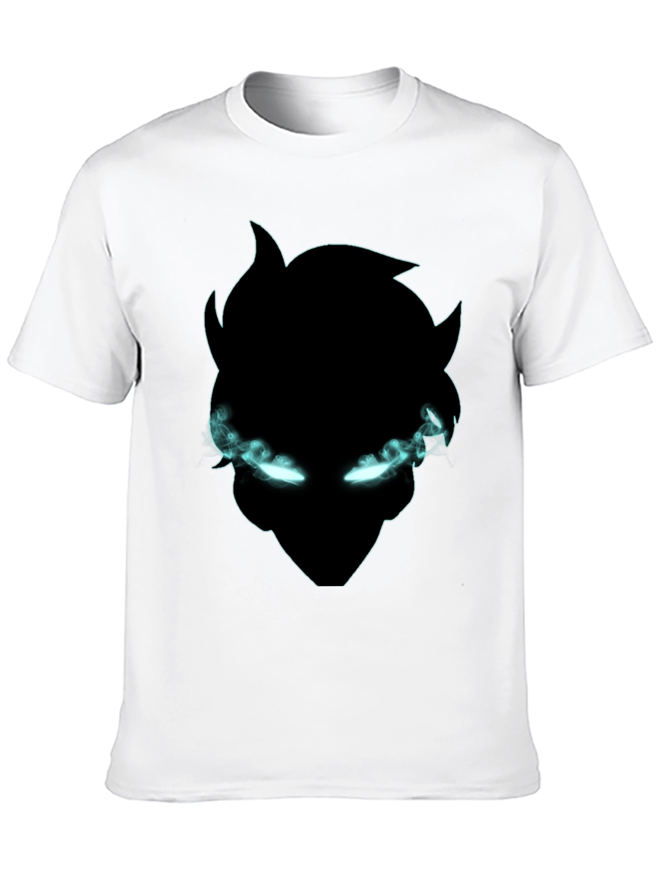 Black Black Graphic Tee: Mystical Glowing Eyes Design view 10