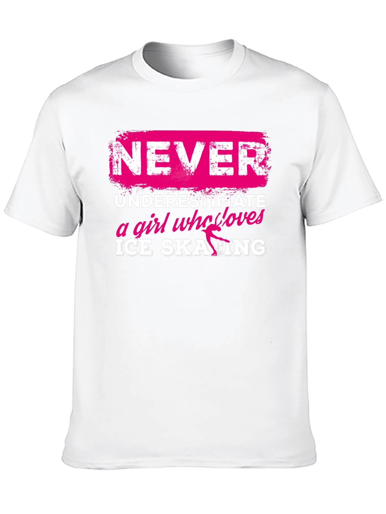 Black Never Underestimate Ice Skating Girl T-Shirt view 10