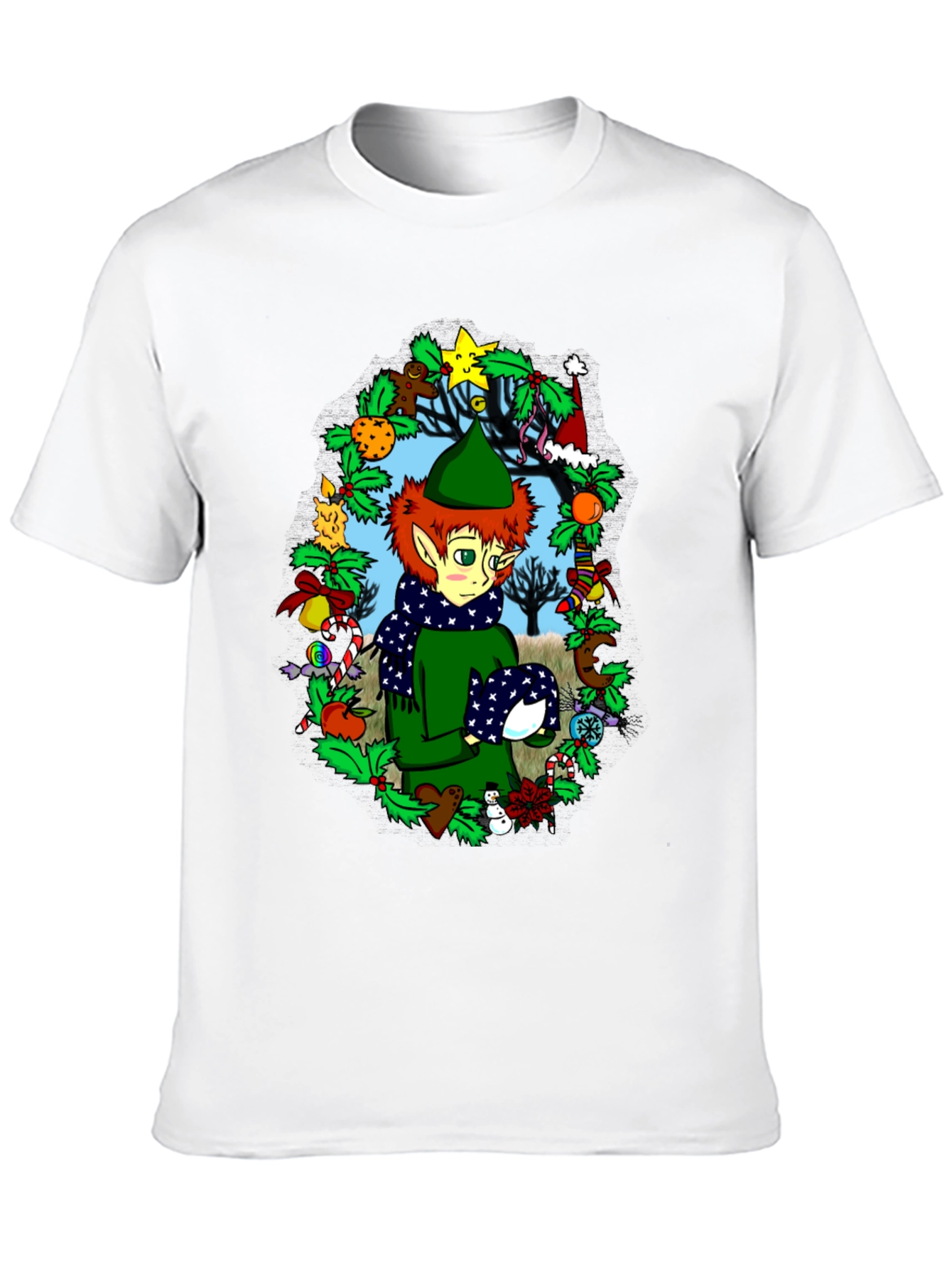 Black Festive Elf Christmas T-Shirt view 10