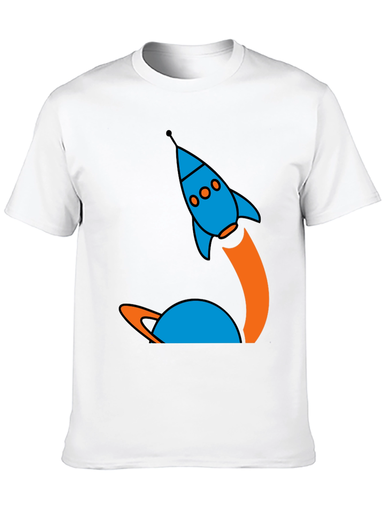Black Retro Rocket Launch Graphic Tee - Black Cotton view 10