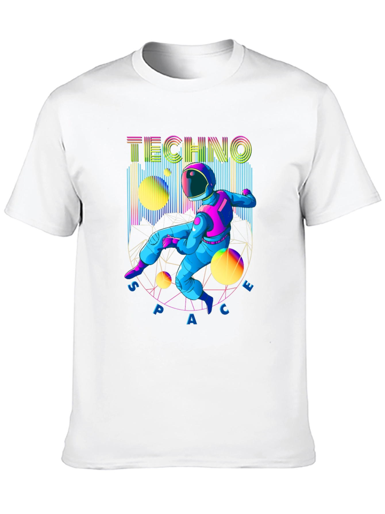 Black Techno Space T-Shirt - Retro Astronaut Design view 10