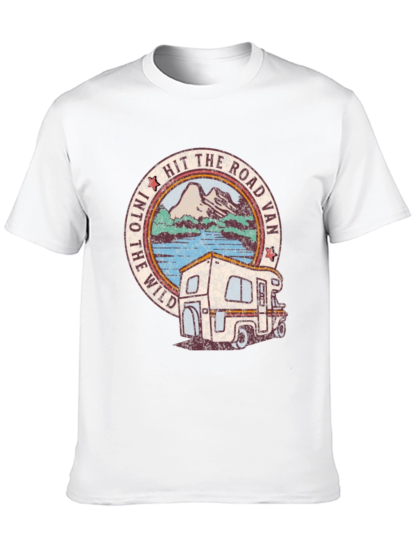 Black Hit The Road Van T-Shirt - Retro Wild Adventure Tee view 10