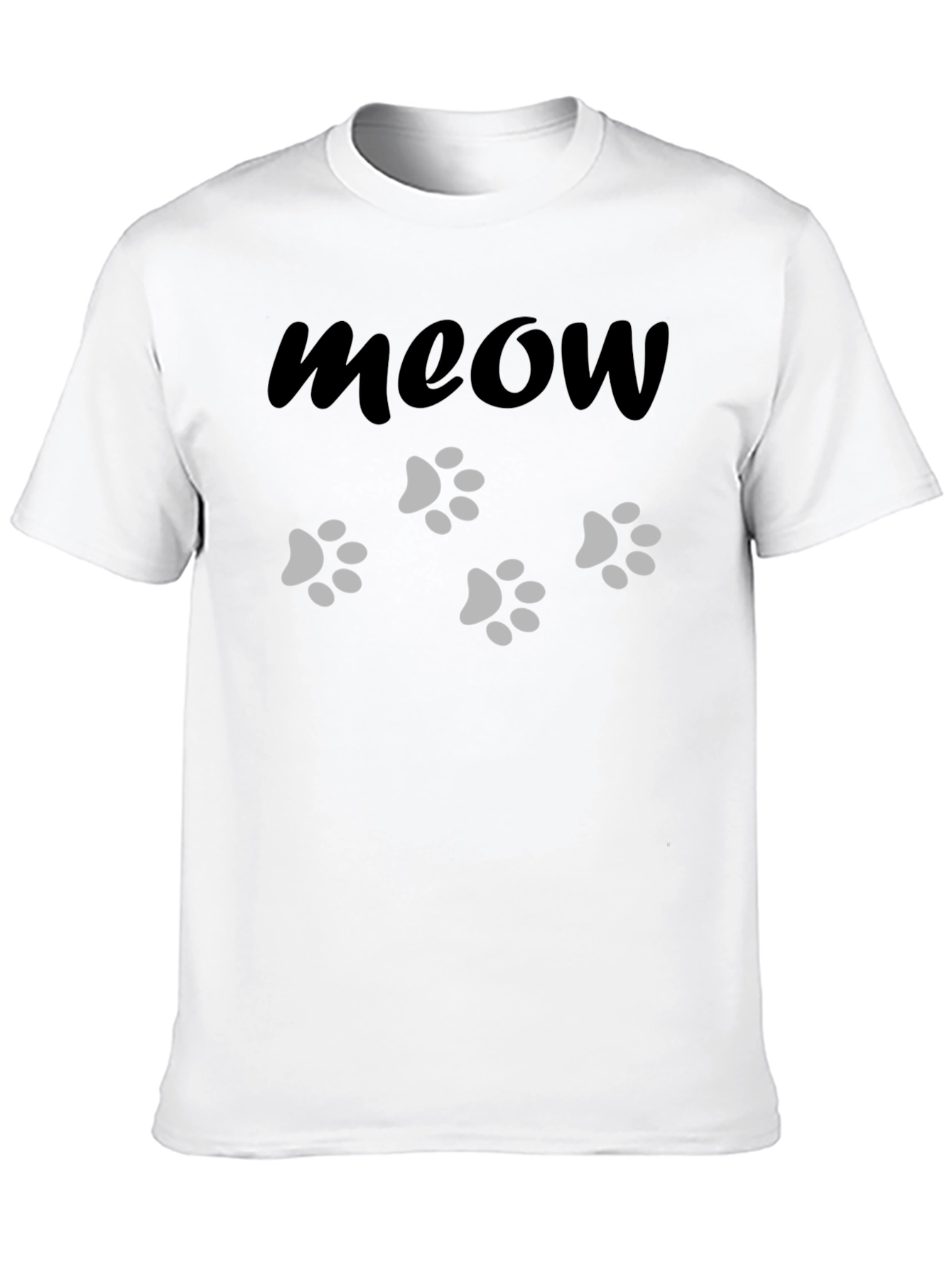 Meow Cat Paw Print Black T-Shirt - 10
