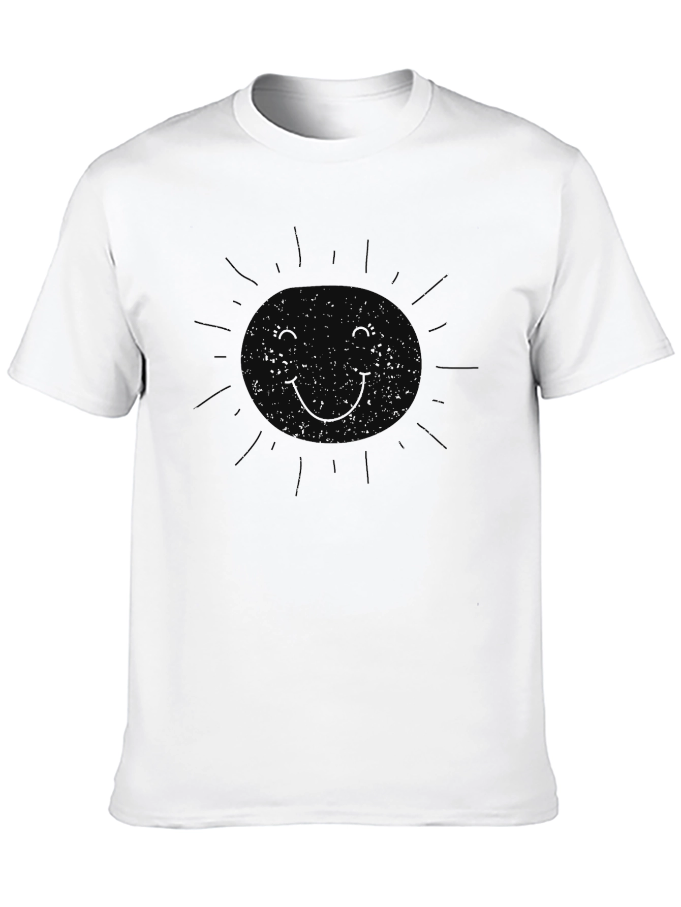 Black Men's Black Graphic T-Shirt - Subtle Sun Design view 10