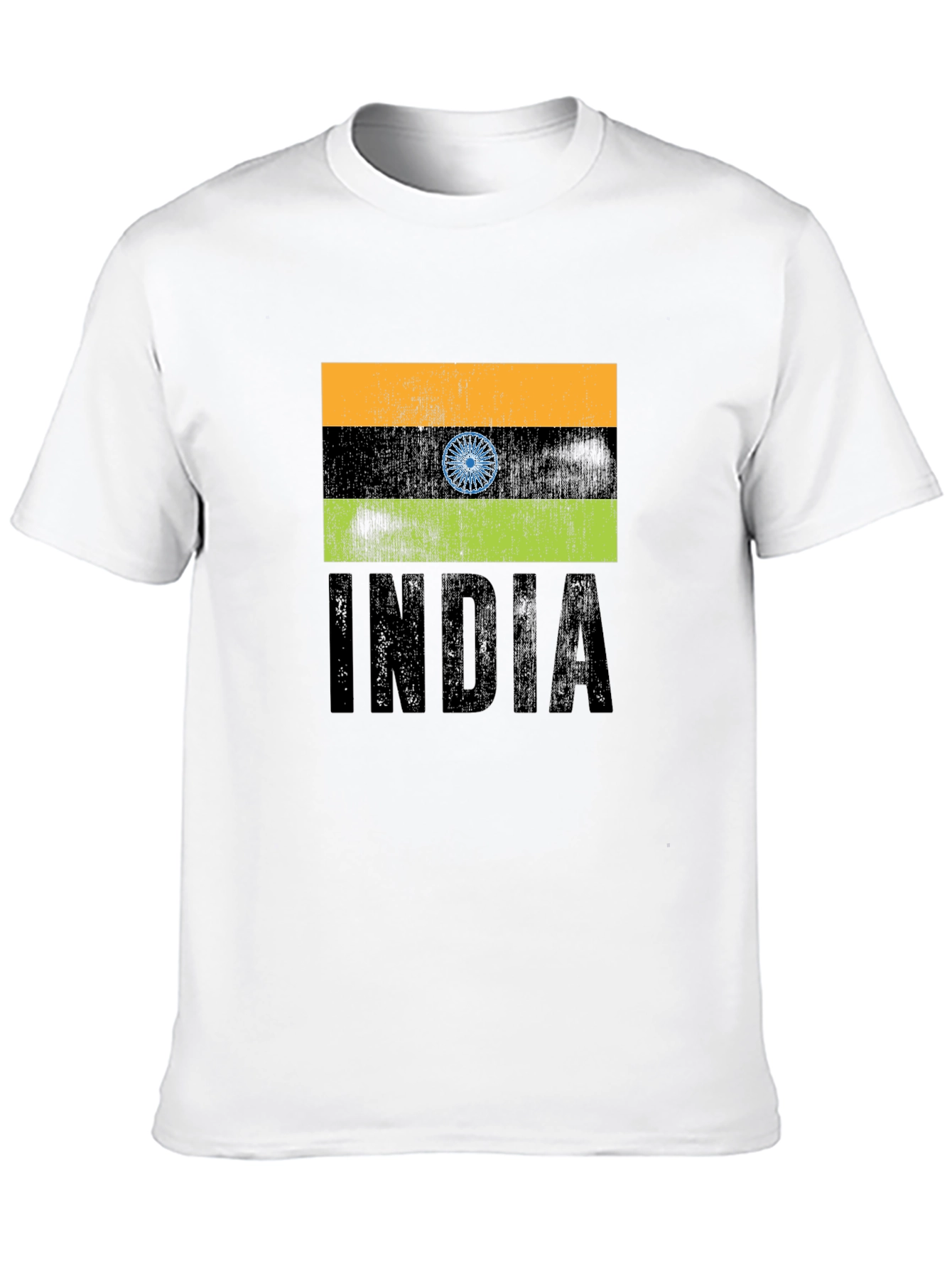 Black India Flag Graphic T-Shirt - Black Crew Neck Tee view 10