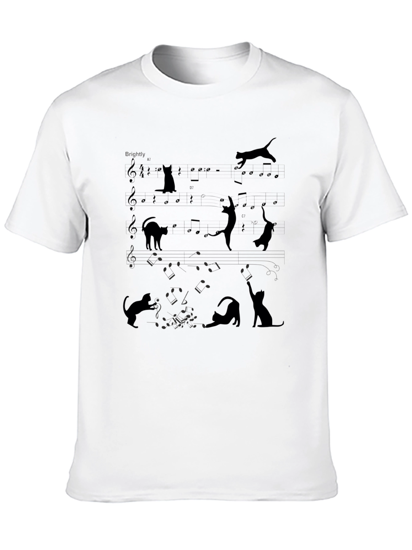 Black Cat Music Sheet Novelty Graphic Tee view 10