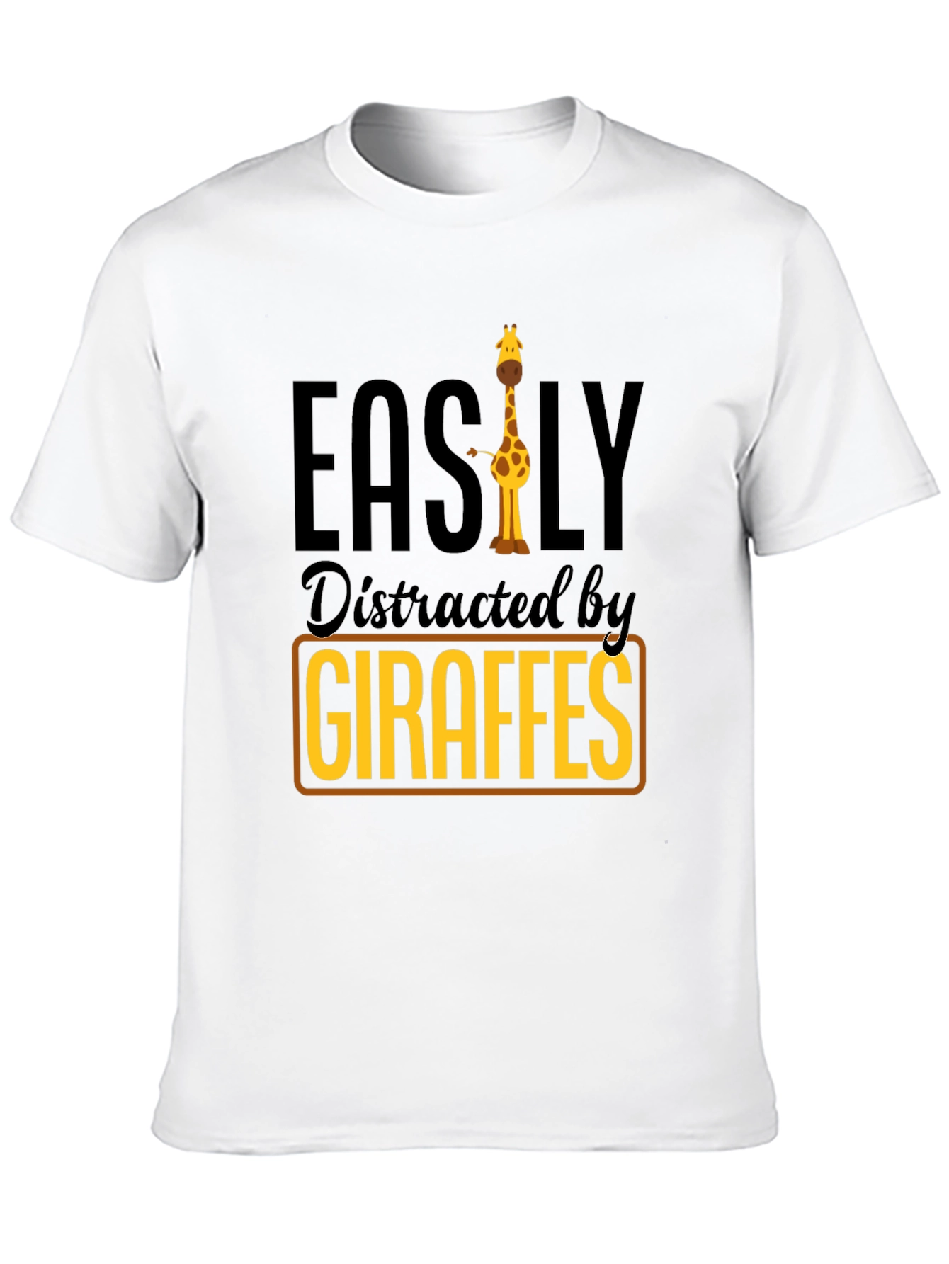 Black Easily Distracted By Giraffes Black T-Shirt view 10