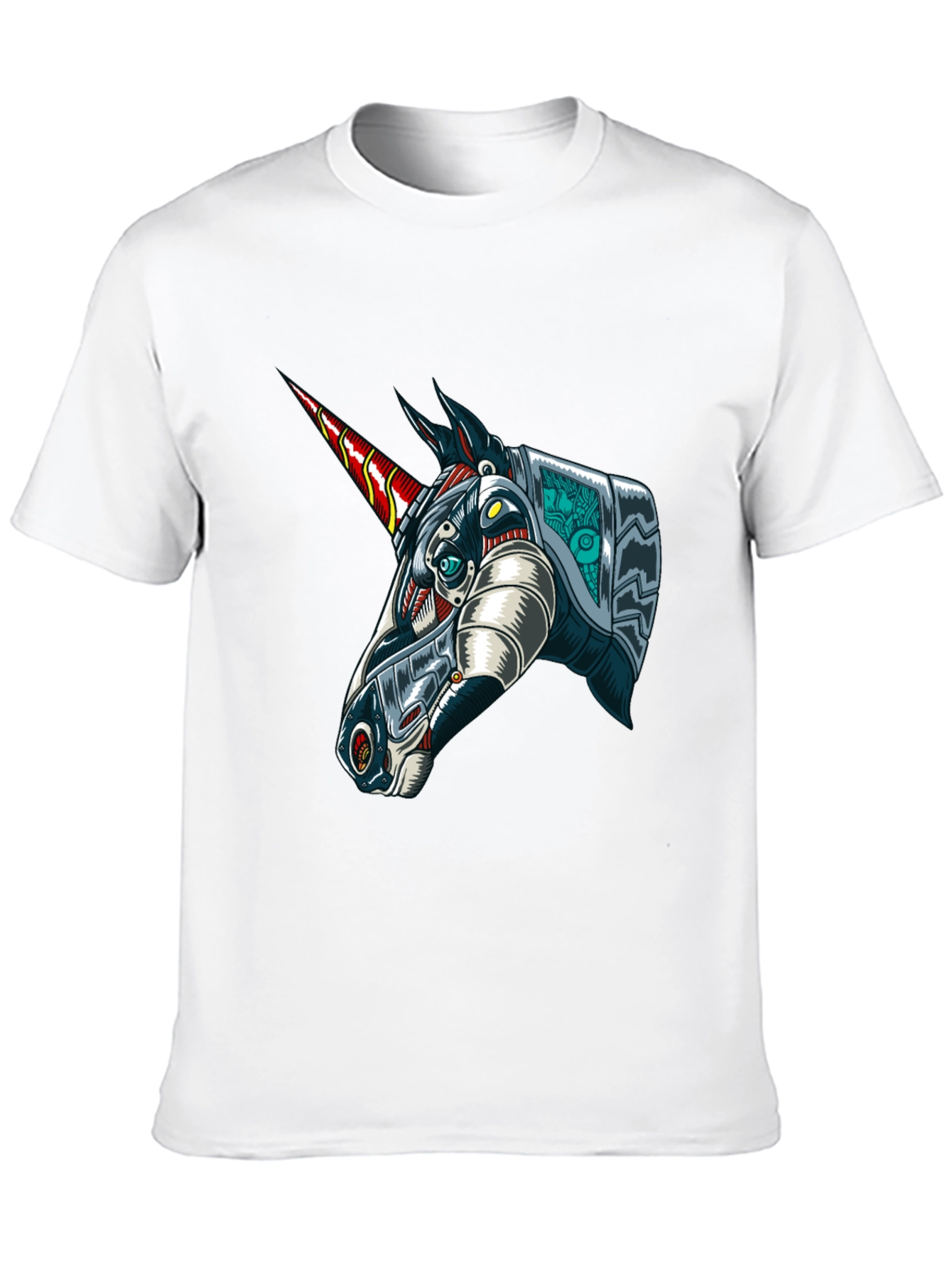 Black Robot Unicorn Graphic Tee - Black Cotton T-Shirt view 10