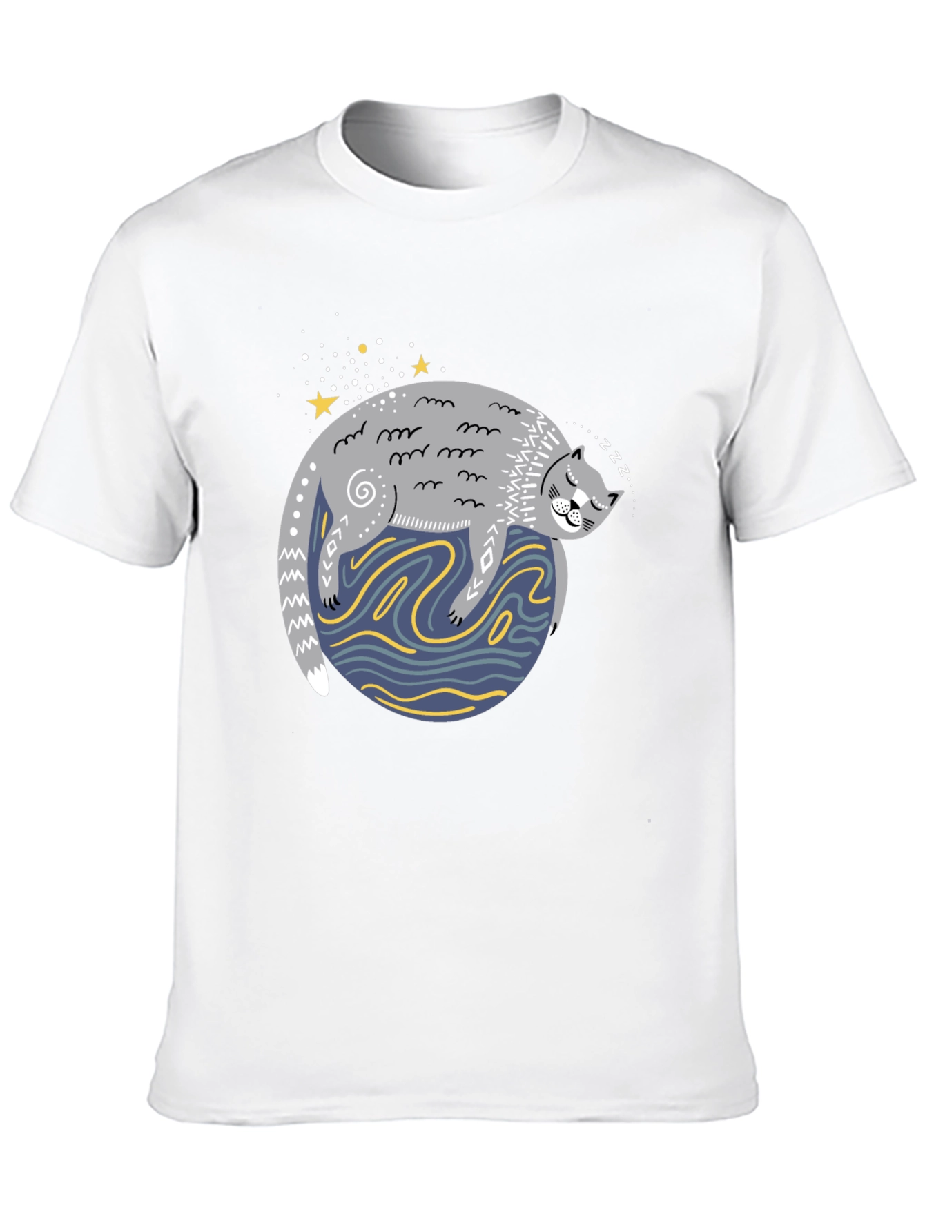 Black Sleepy Cat Graphic Tee - Comfy Unisex Black T-Shirt view 10