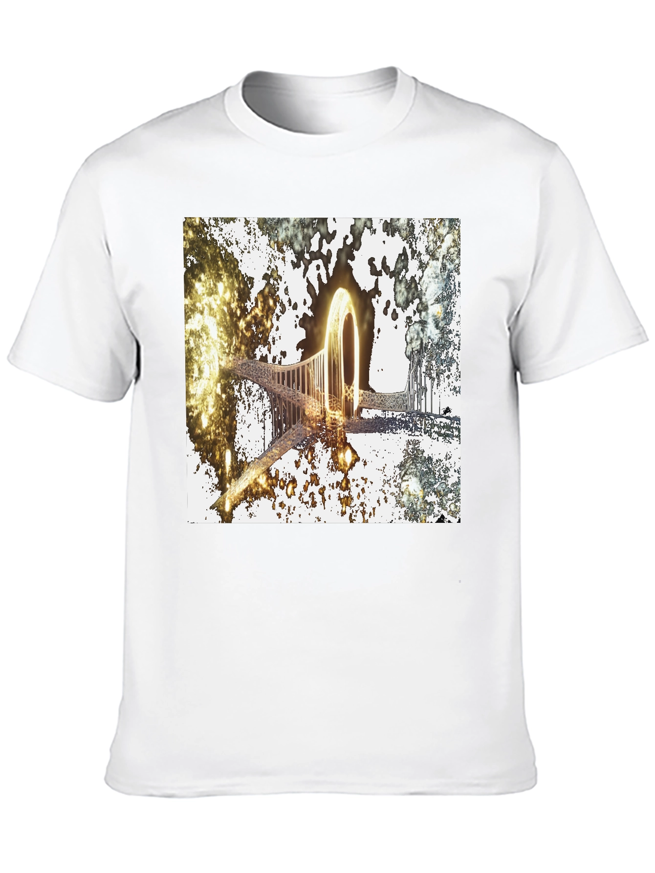 Black Abstract Glowing Portal Graphic Tee - Modern Streetwear view 10