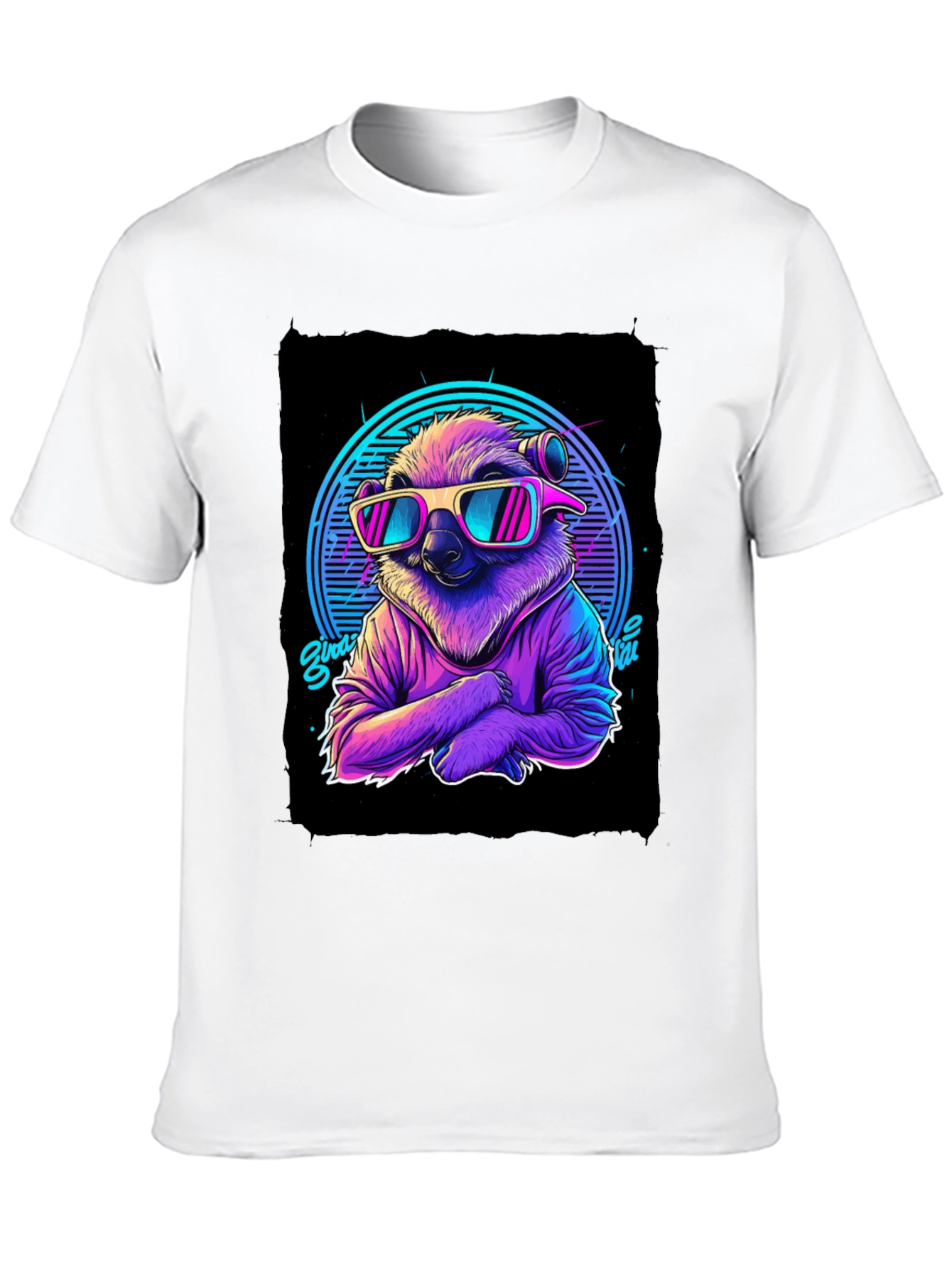 Black Retro Sloth T-Shirt - 80s Vibes view 10