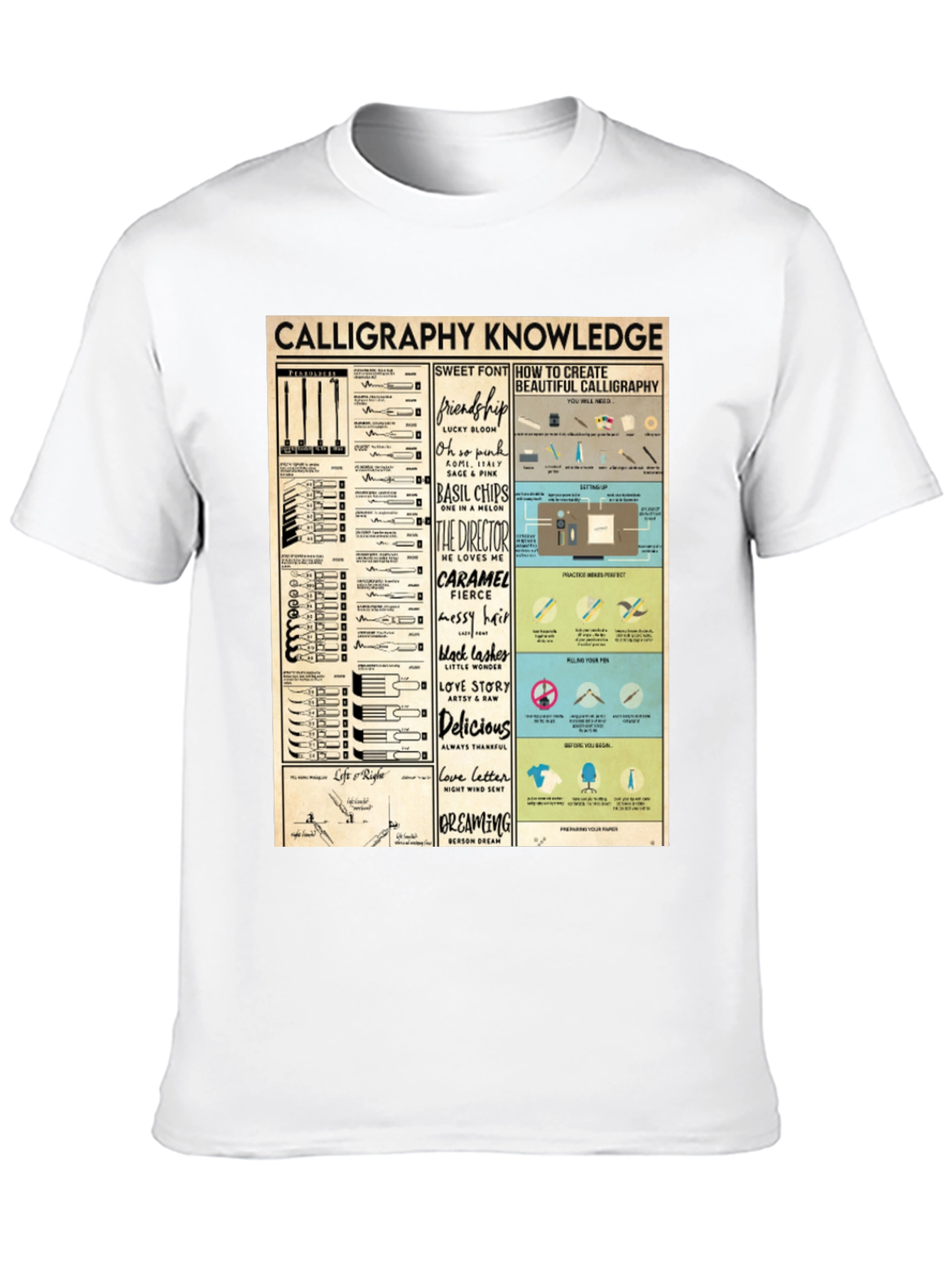 Black Calligraphy Knowledge Graphic T-Shirt view 10