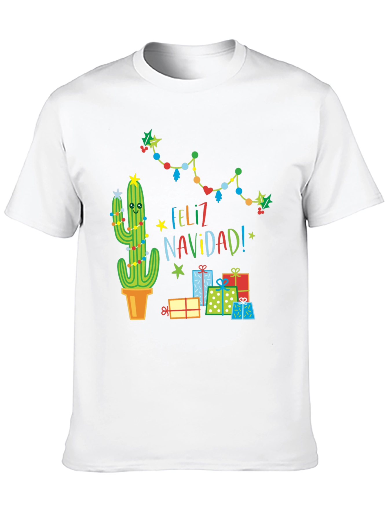 Black Feliz Navidad Cactus T-Shirt - Holiday Gift view 10