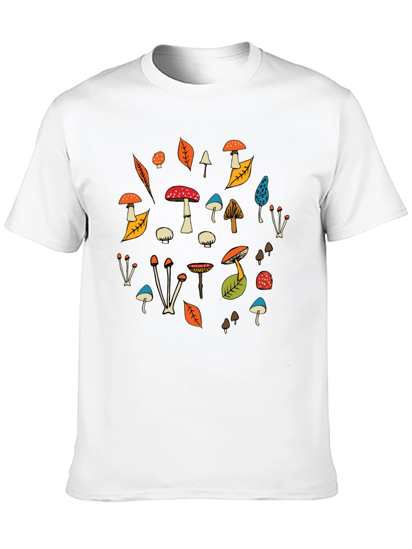 Black Funky Mushroom Print Black T-Shirt view 10