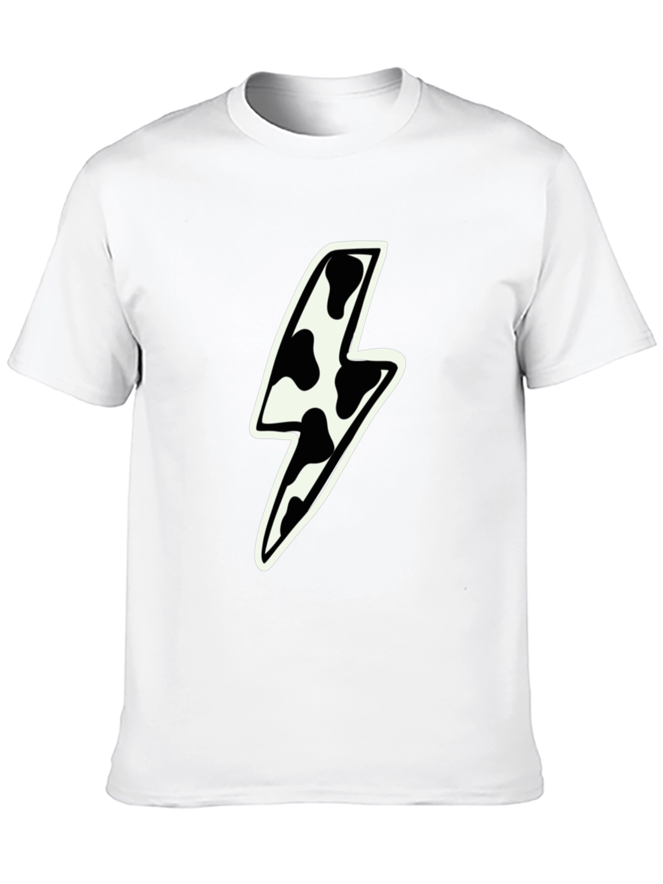 Black Cow Print Lightning Bolt Graphic Tee - Black view 10