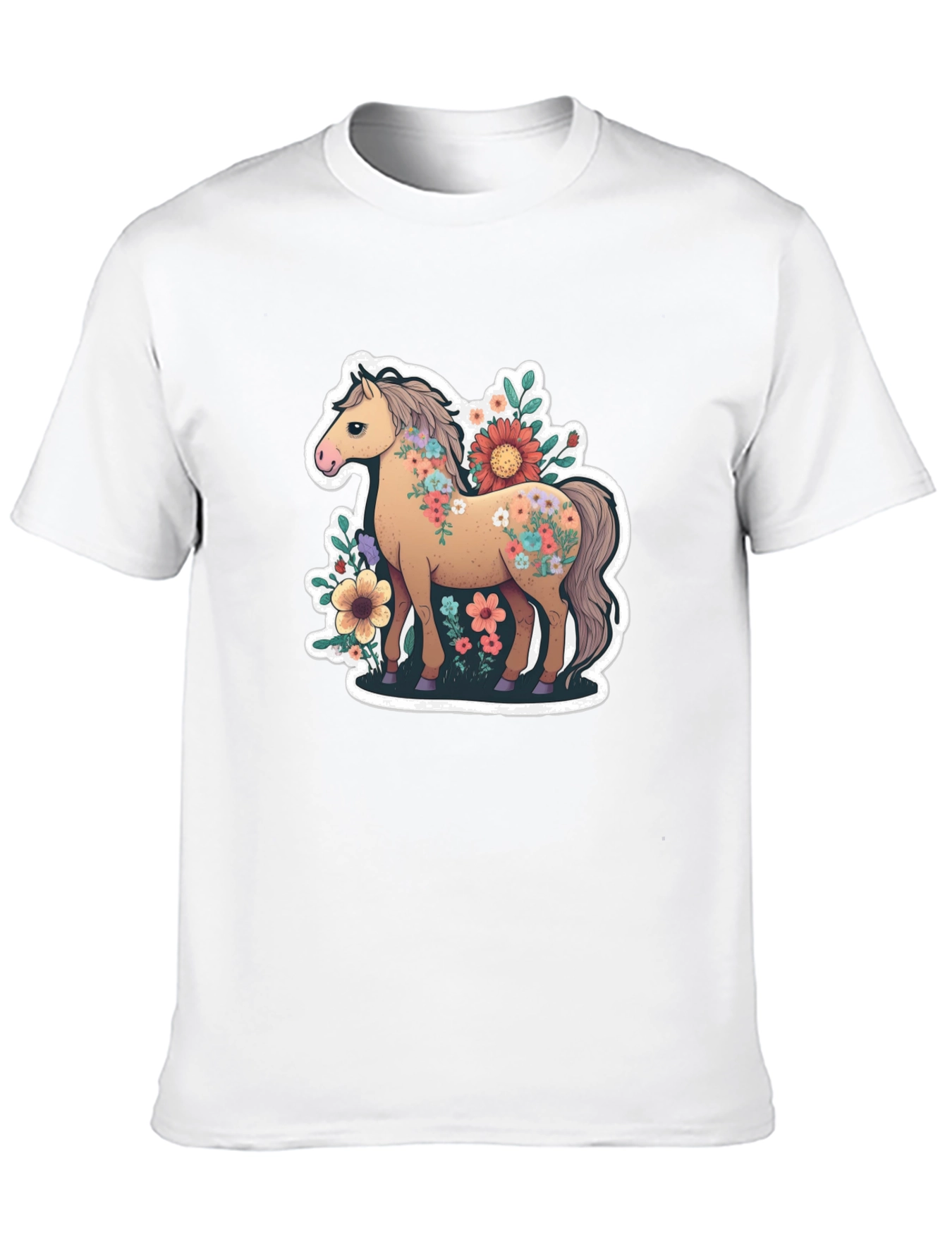 Black Floral Horse Graphic Tee - Stylish & Unique Design view 10