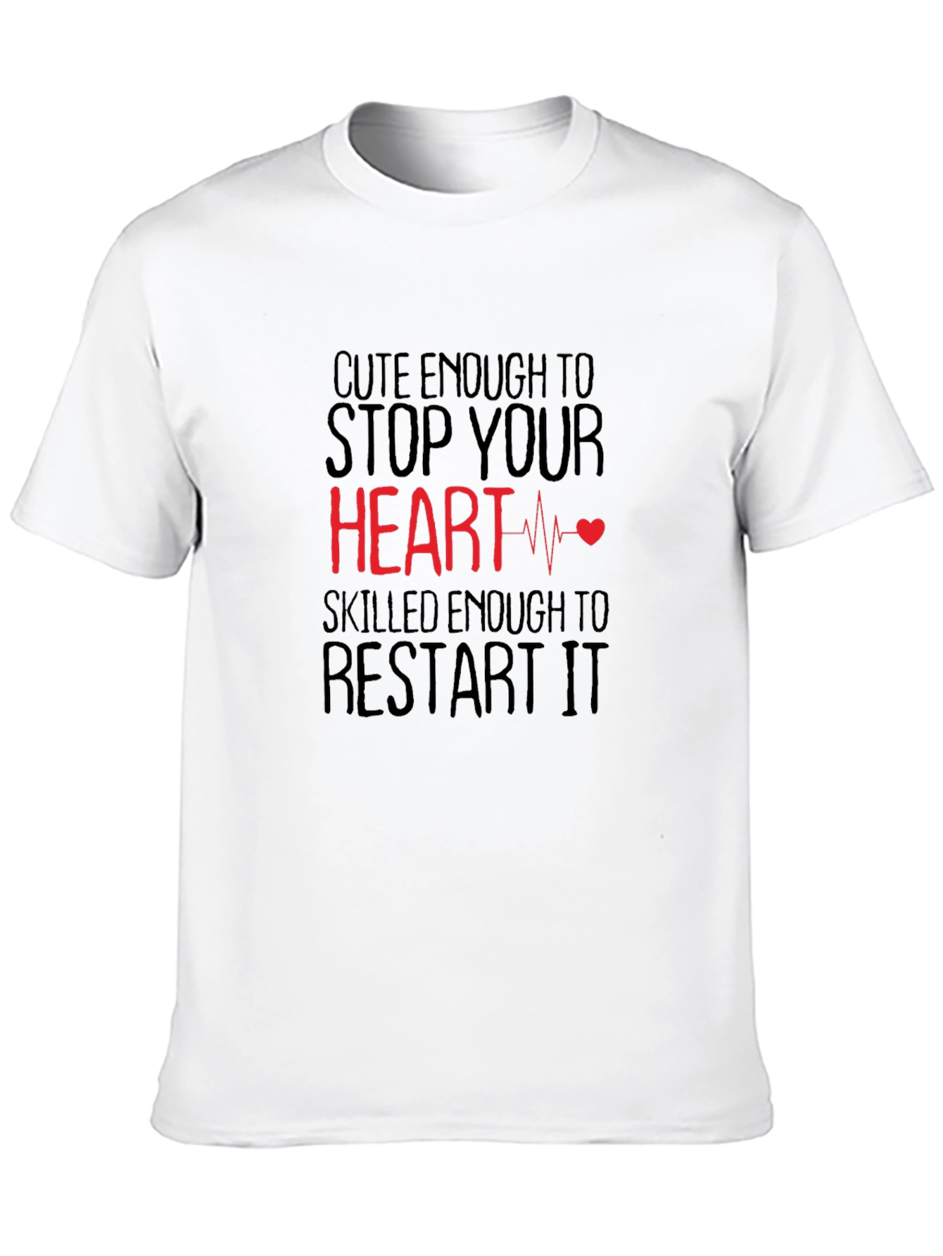 Black Cute Enough Heart Restart T-Shirt - Novelty Graphic Tee view 10