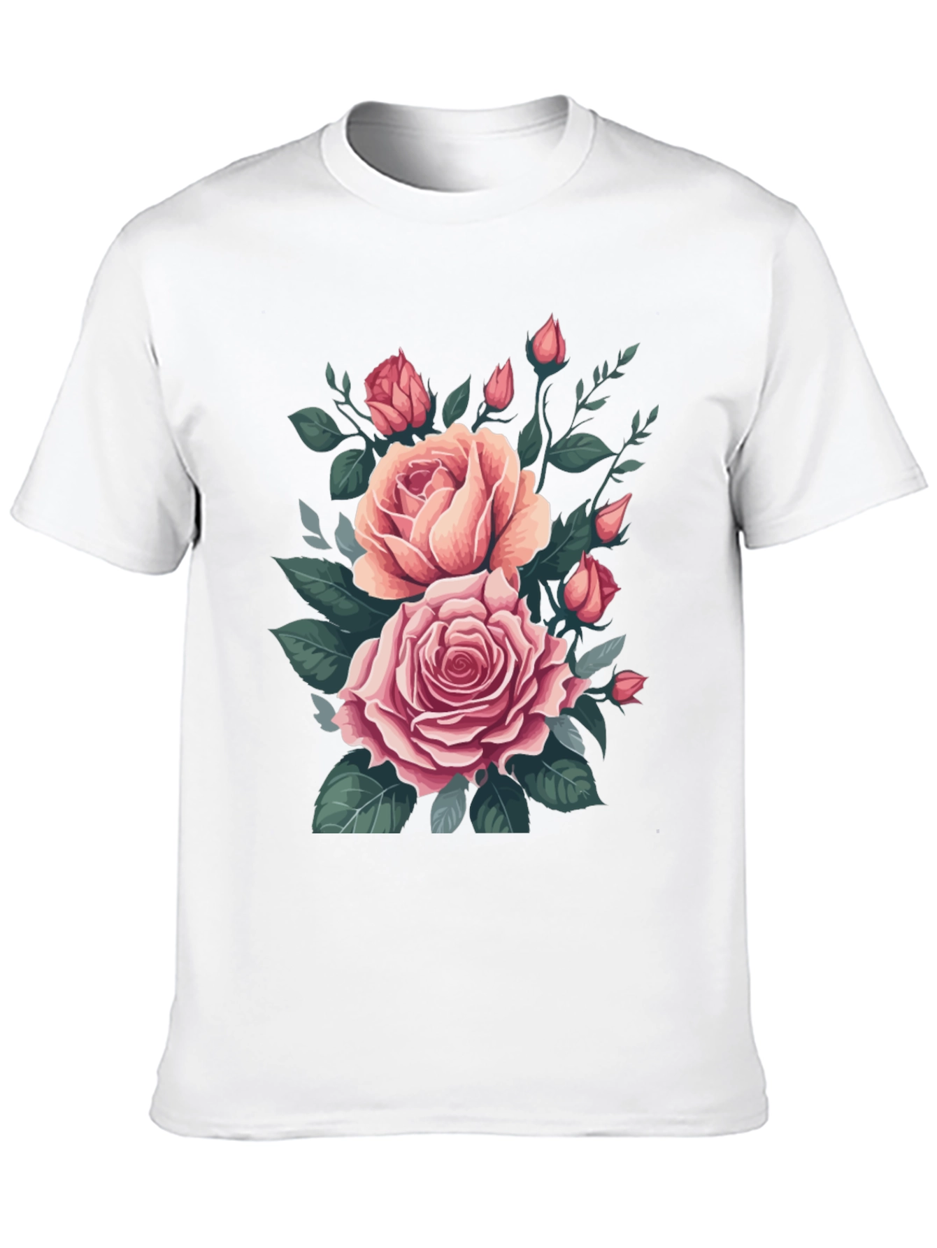 Black Elegant Rose Bouquet Graphic Tee - Soft Cotton Comfort view 10