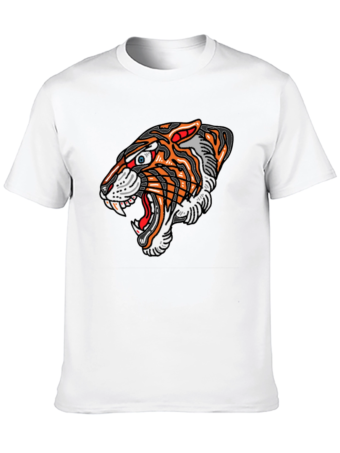 Black Tiger Graphic Print Men's Black T-Shirt view 10