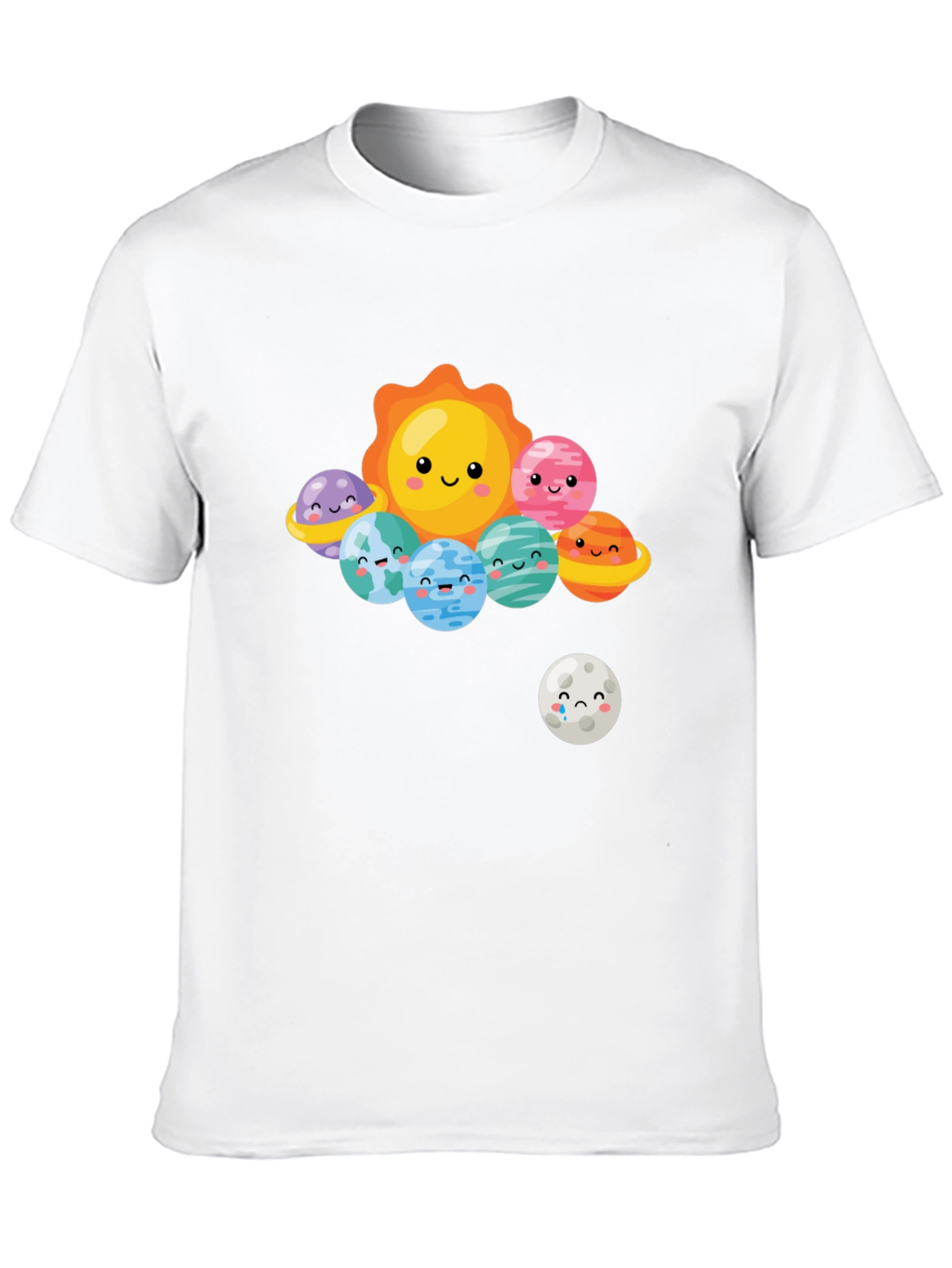 Black Kawaii Solar System Graphic T-Shirt view 10