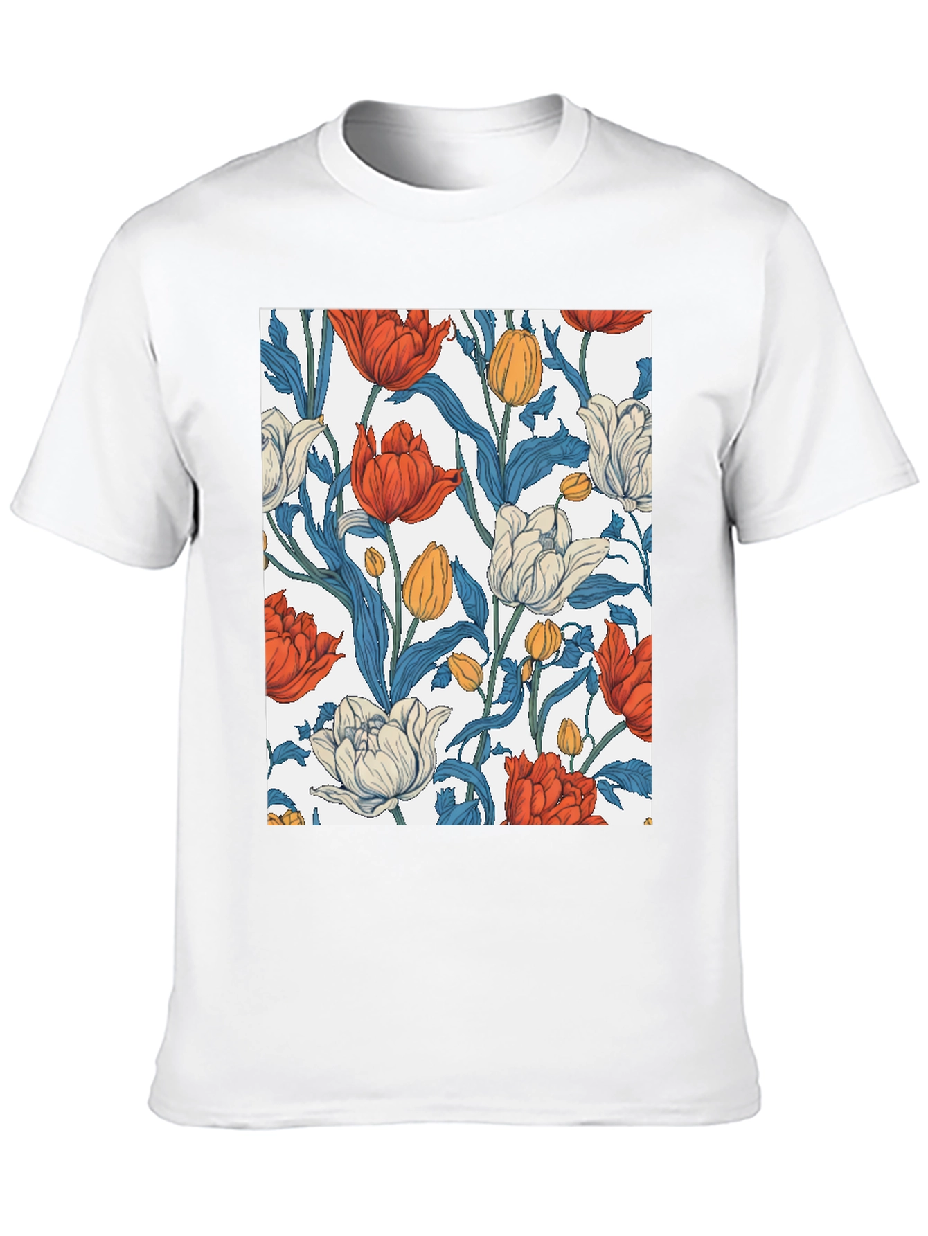 Black Floral Print Crew Neck T-Shirt view 10