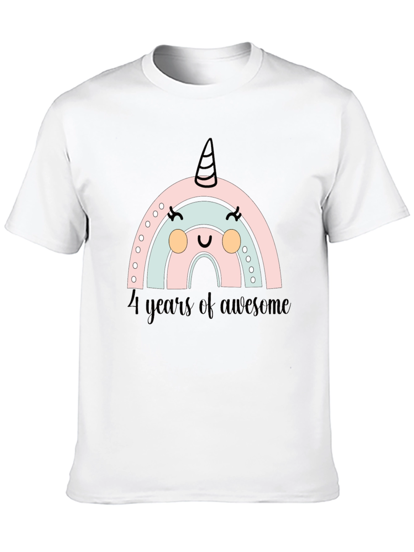 Black 4 Years of Awesome Rainbow Unicorn Birthday T-Shirt view 10