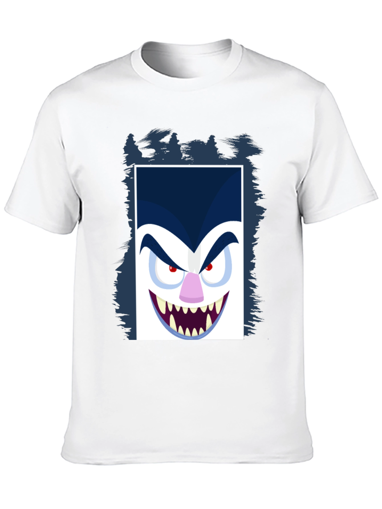 Black Cartoon Vampire Face Graphic Black Tee view 10