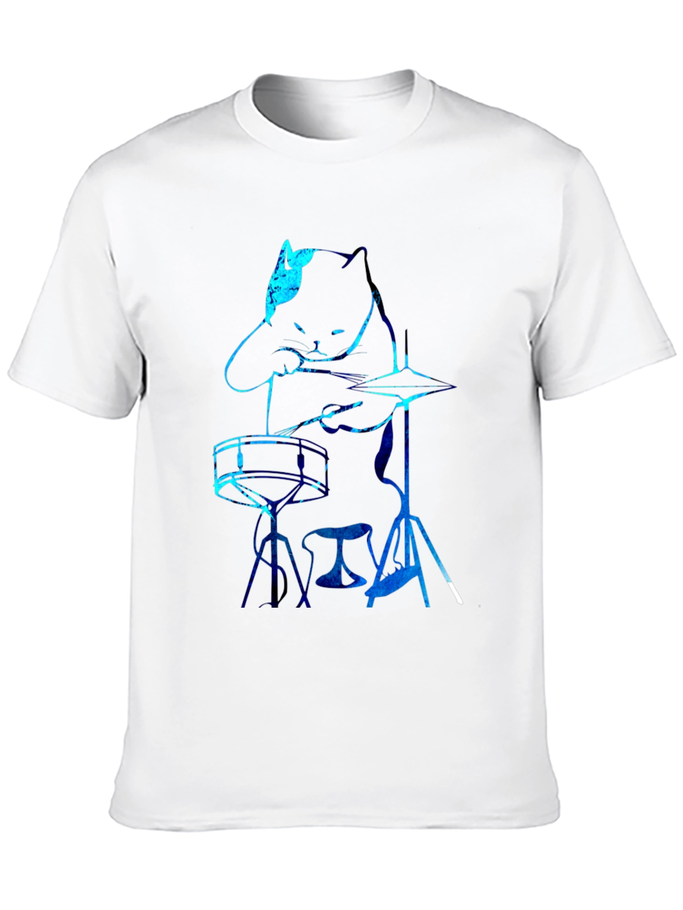 Black Cat Drummer Graphic Tee - Black T-Shirt view 10