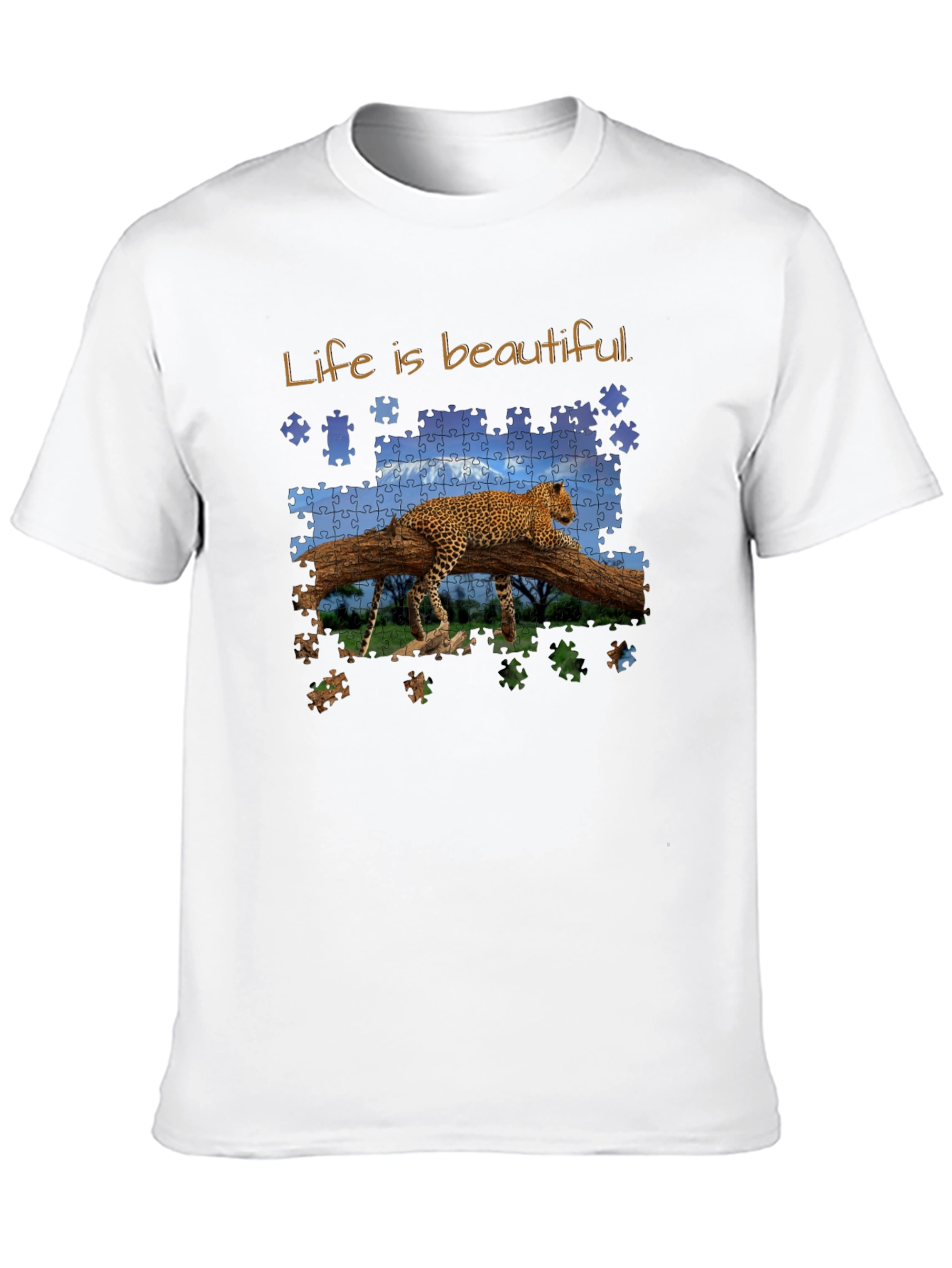 Black Life is Beautiful Leopard Puzzle Graphic T-Shirt view 10