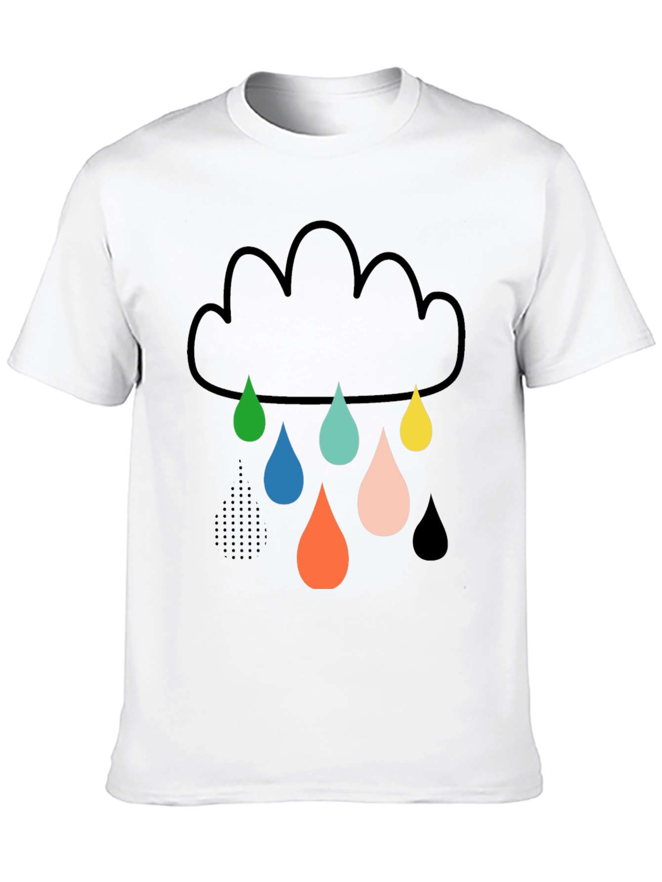 Black Fun Cloud Raindrop Graphic Tee - Soft Cotton T-Shirt view 10