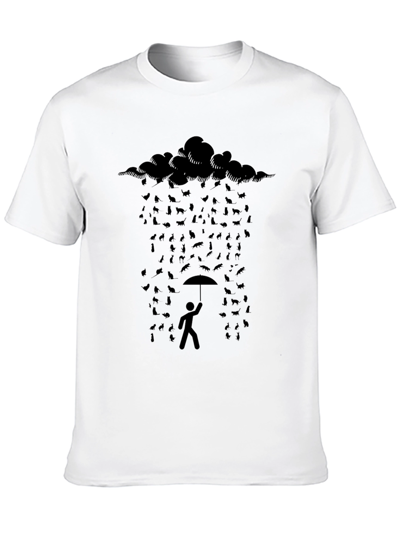 Black Cat Rain T-Shirt - Stylish Graphic Tee view 10
