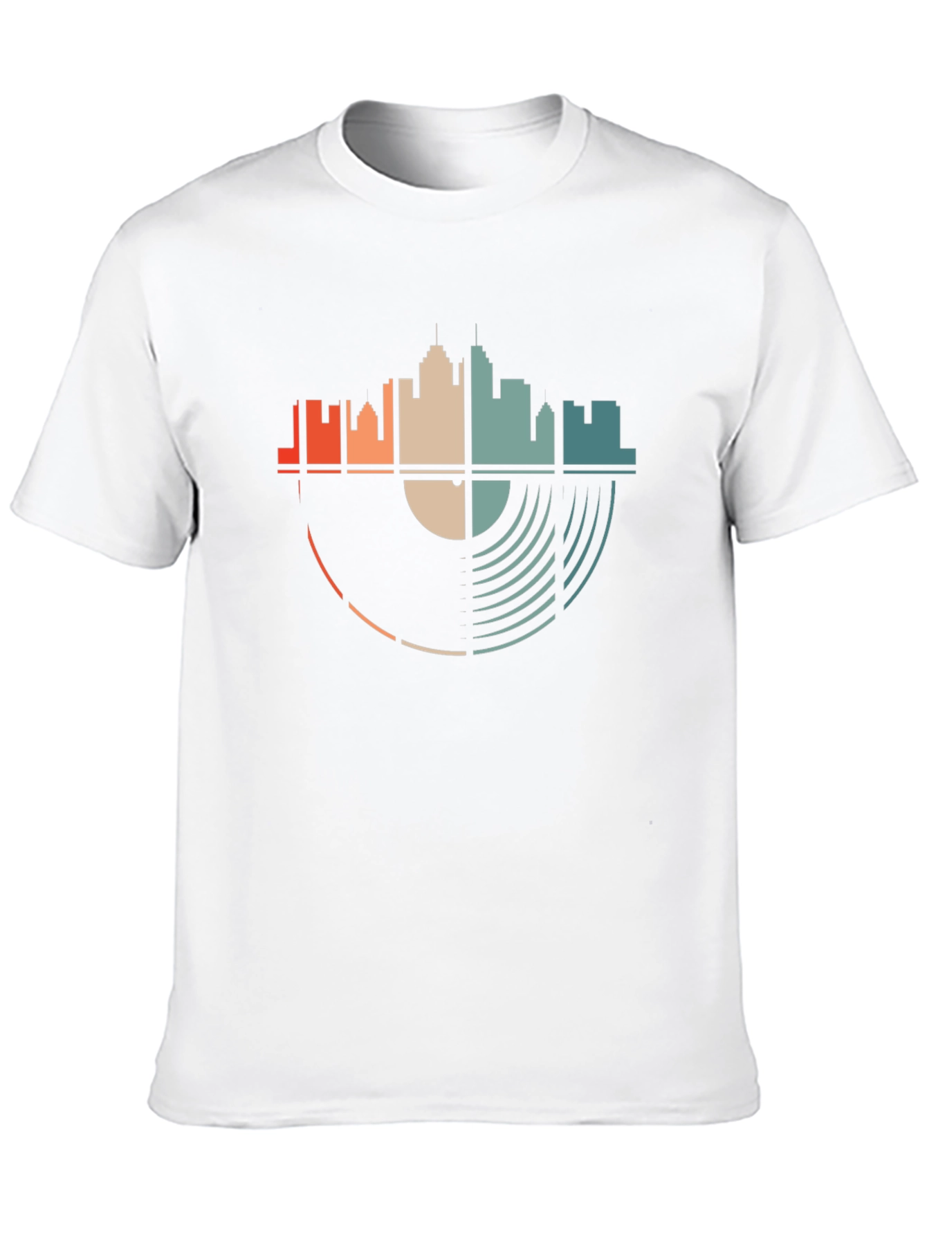 Black Retro Skyline Vinyl Record Graphic T-Shirt view 10