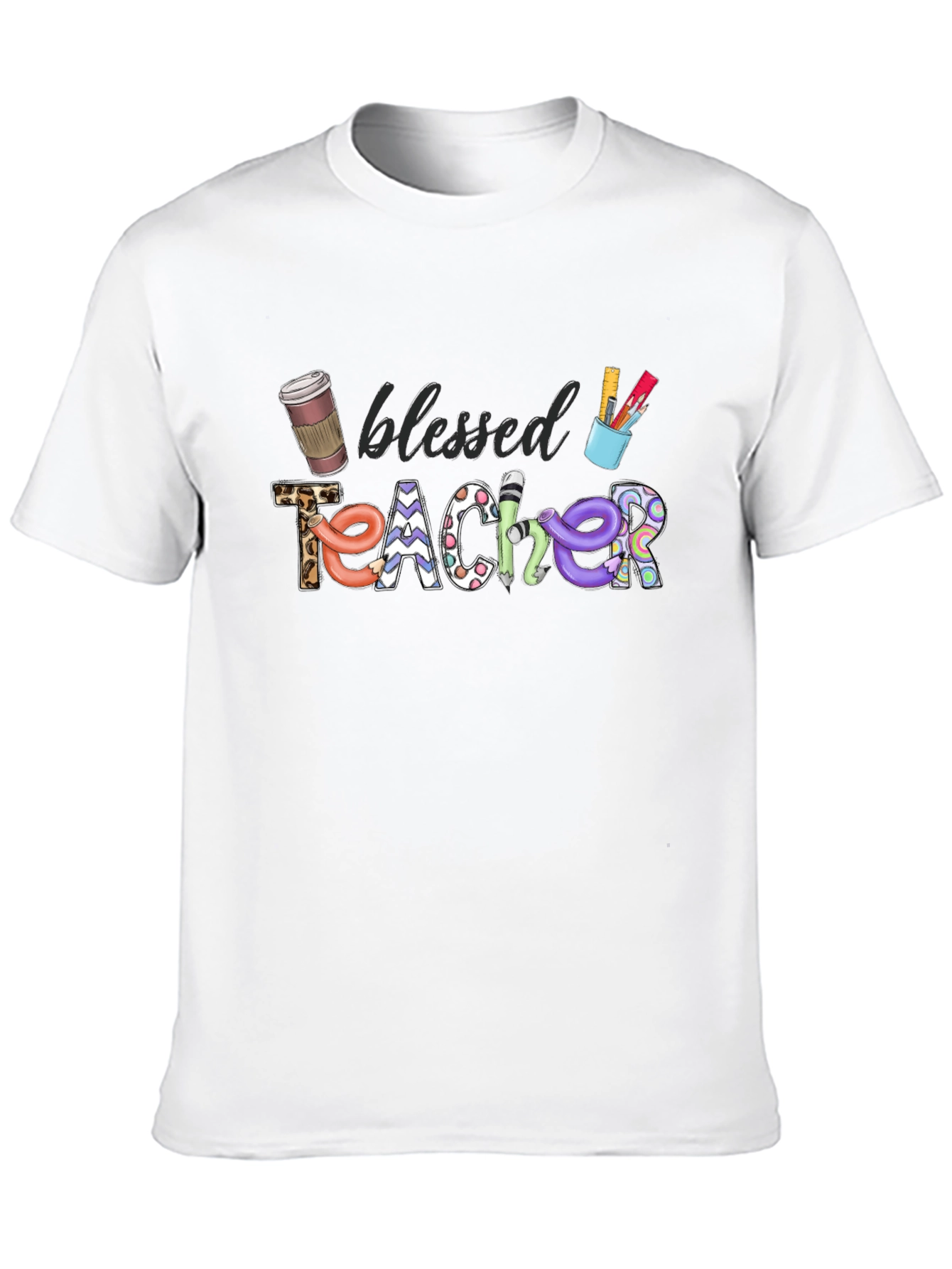 Black Blessed Teacher Graphic T-Shirt view 10