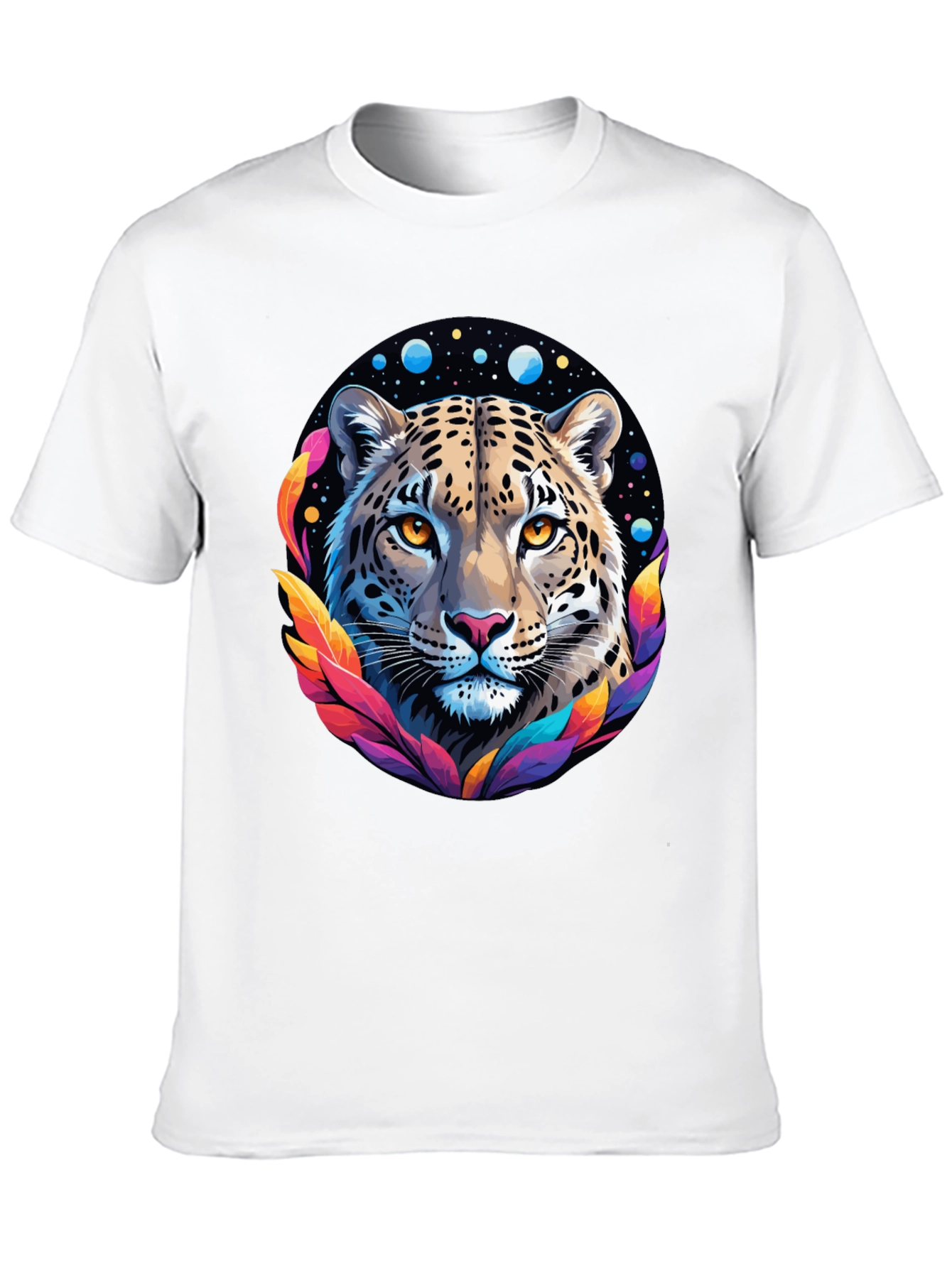 Black Leopard Galaxy Graphic Print Tee - Stylish Black T-Shirt view 10