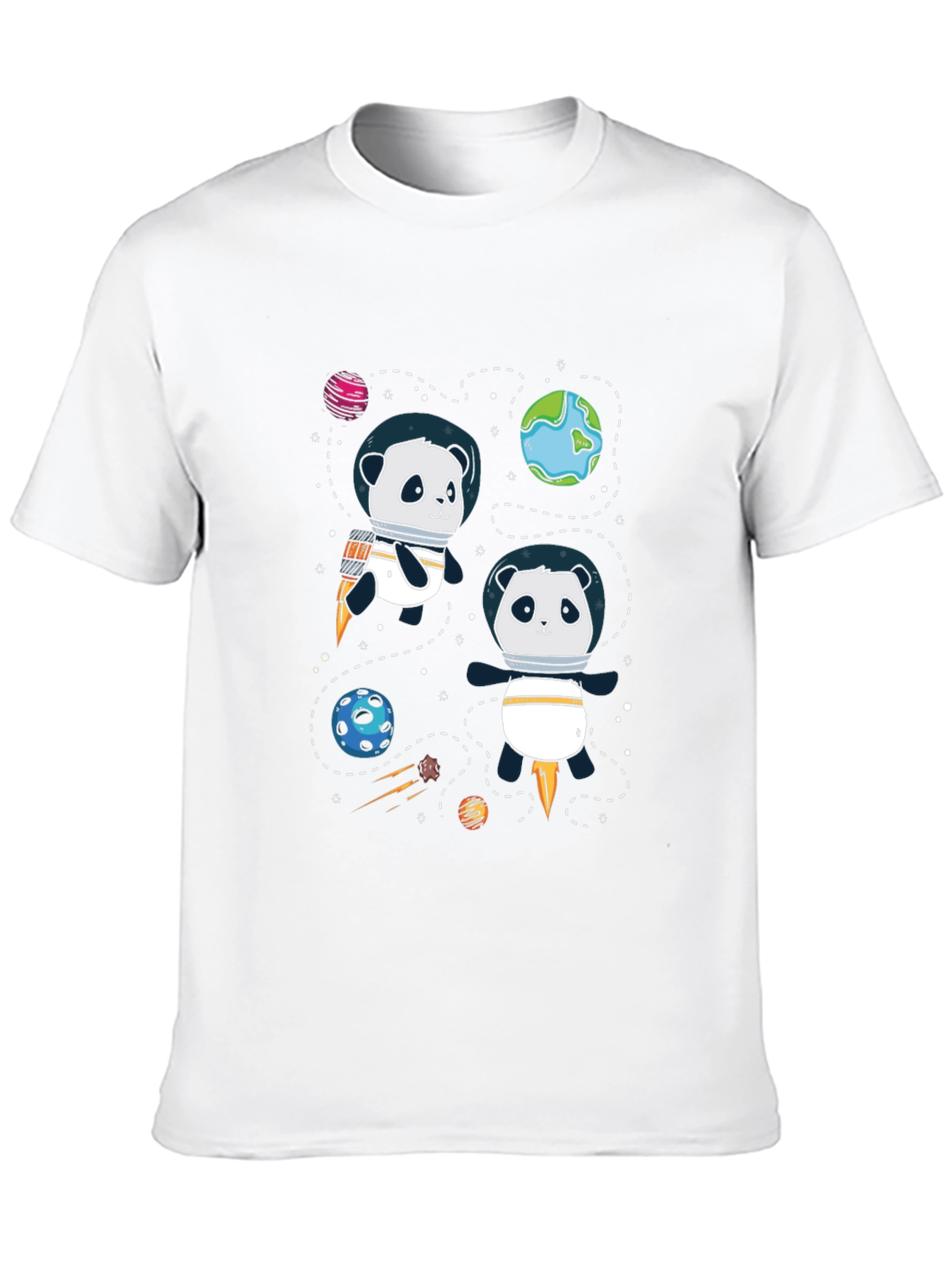 Black Space Panda T-Shirt - Cute Cartoon Graphic Tee view 10